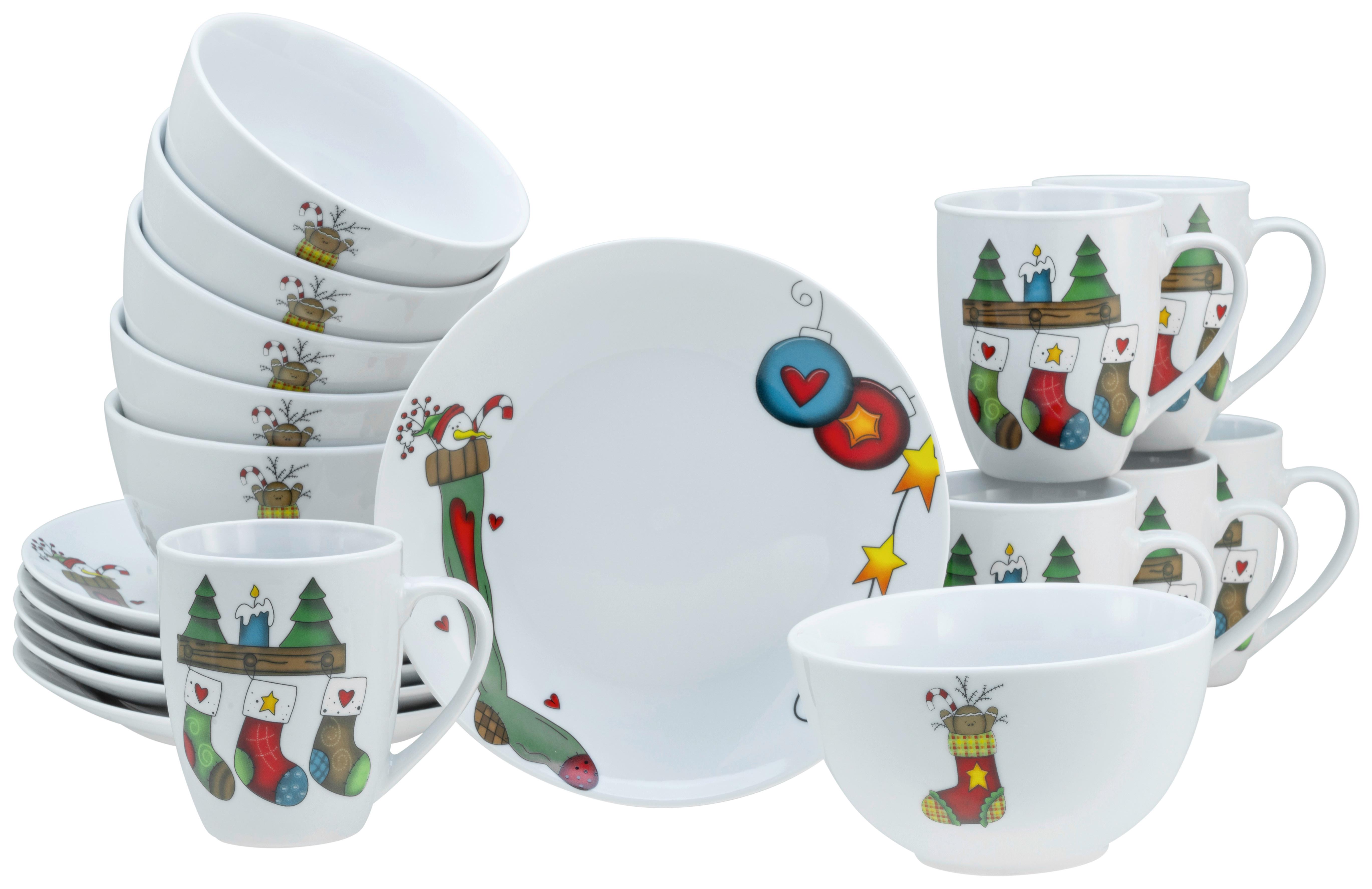 Frühstücksservice Luna Multicolor, 18-teilig - Basics, Keramik (33,5/33,5/33cm) - Creatable