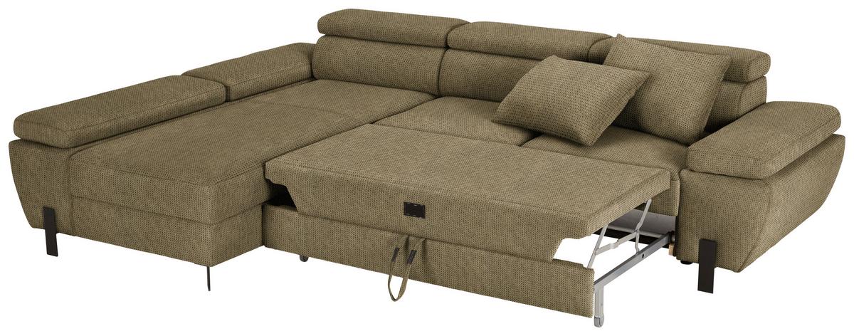 Kutna Garnitura Molina Mini - maslinasto zelena/crna, Moderno, tekstil/metal (189/277cm) - Mömax