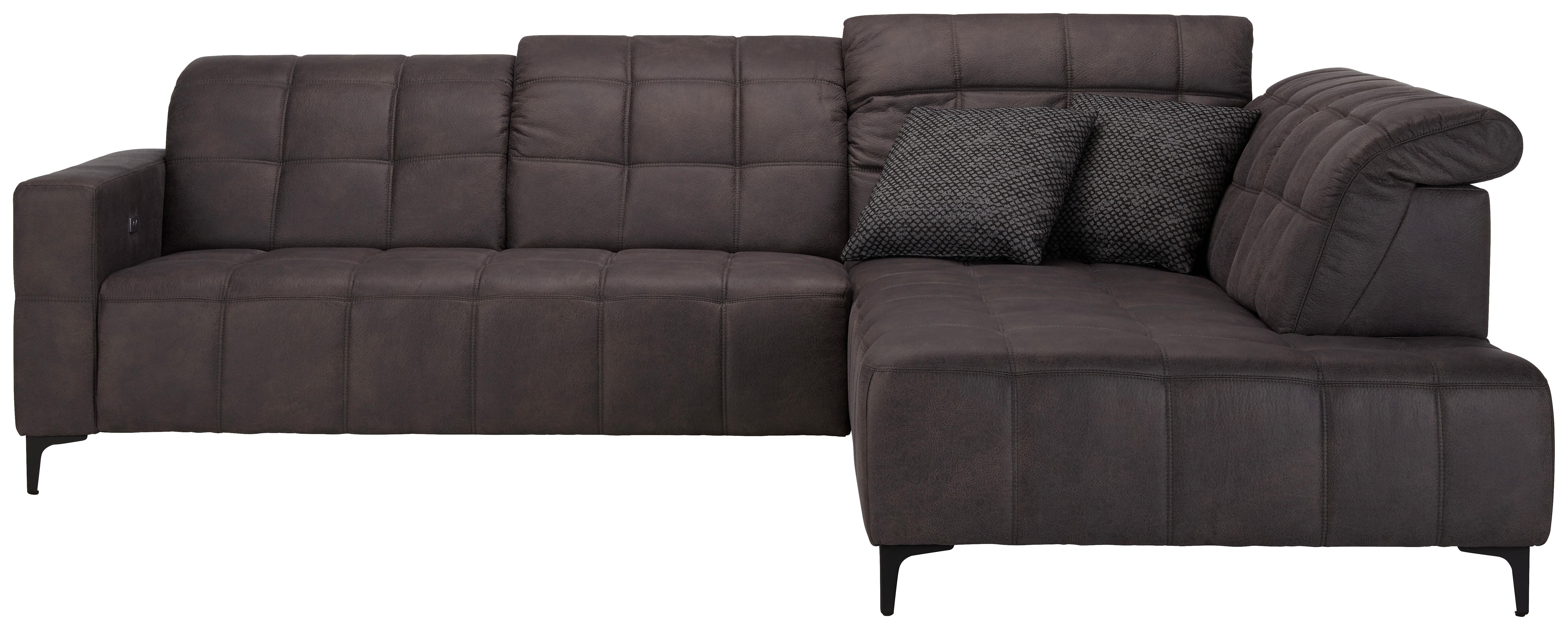 Ecksofa Panama Rechts Anthrazit - Anthrazit/Schwarz, KONVENTIONELL, Textil/Metall (304/216cm) - Premium Living
