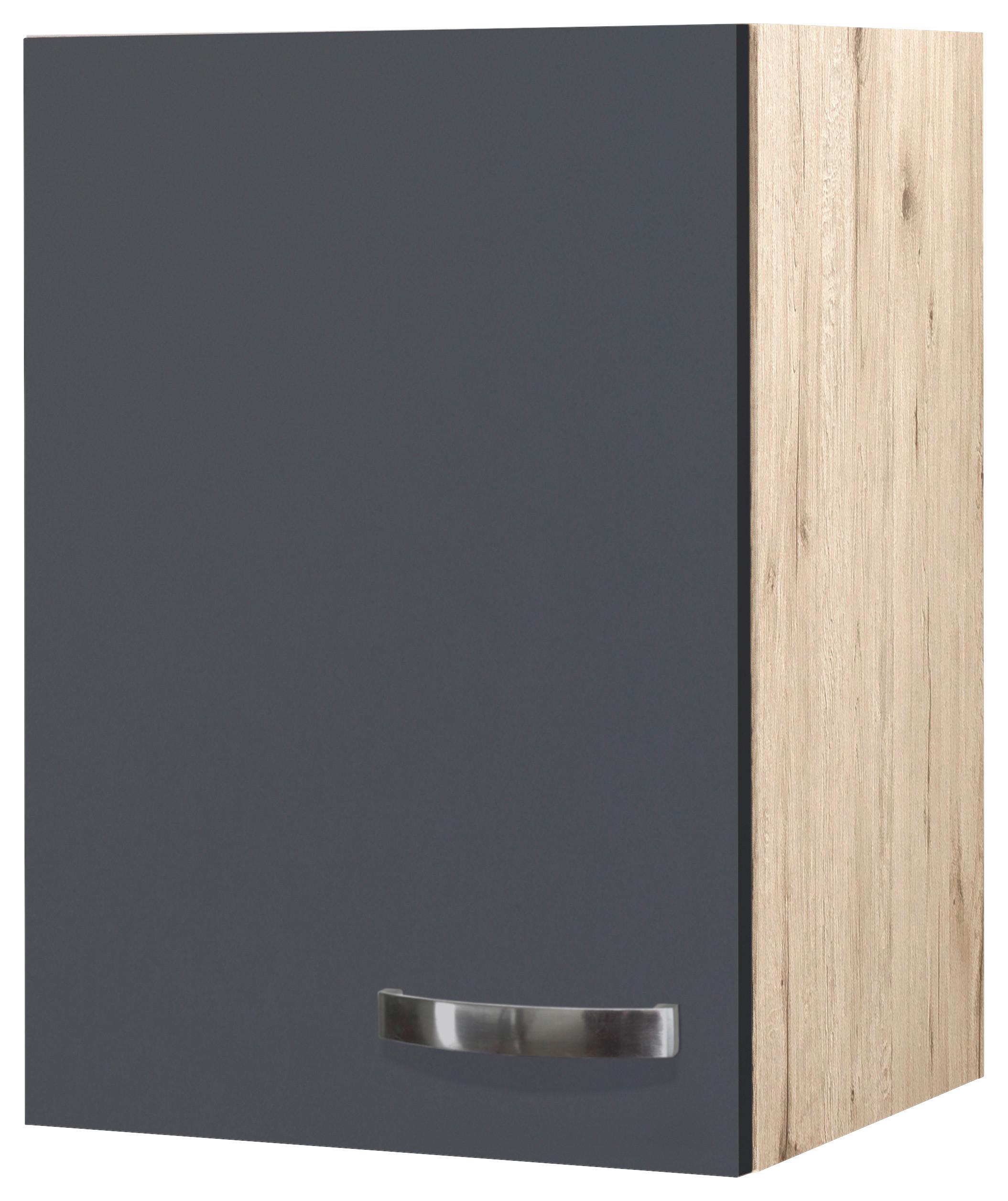 Kuhinjska Zgornja Omarica Shadow, Siva, Barva Hrasta - barve nerjavečega jekla/temno siva, Moderno, kovina/leseni material (40/54/32cm)