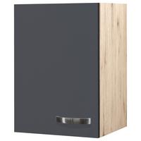 Küchenoberschrank Shadow ca. 40x54x32 cm Grau/Eiche - Edelstahlfarben/Dunkelgrau, MODERN, Holzwerkstoff/Metall (40/54/32cm) - FlexWell