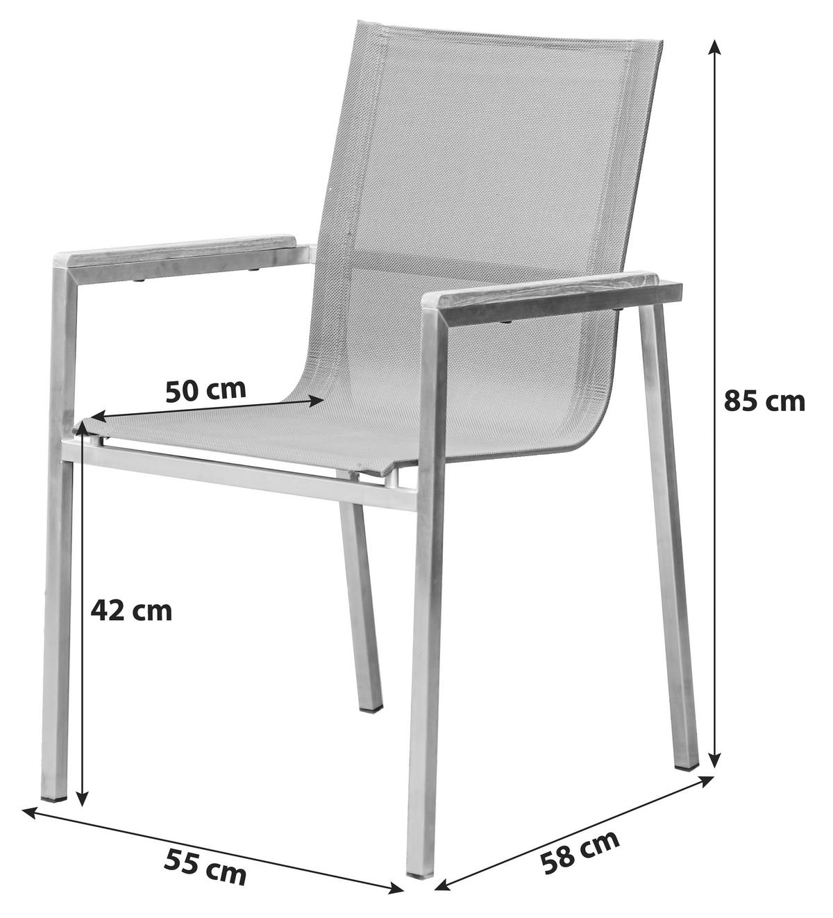 Gartengarnitur 5-tlg. Sydney Edelstahl - Silberfarben/Teakfarben, MODERN, Glas/Holz - Gardenson