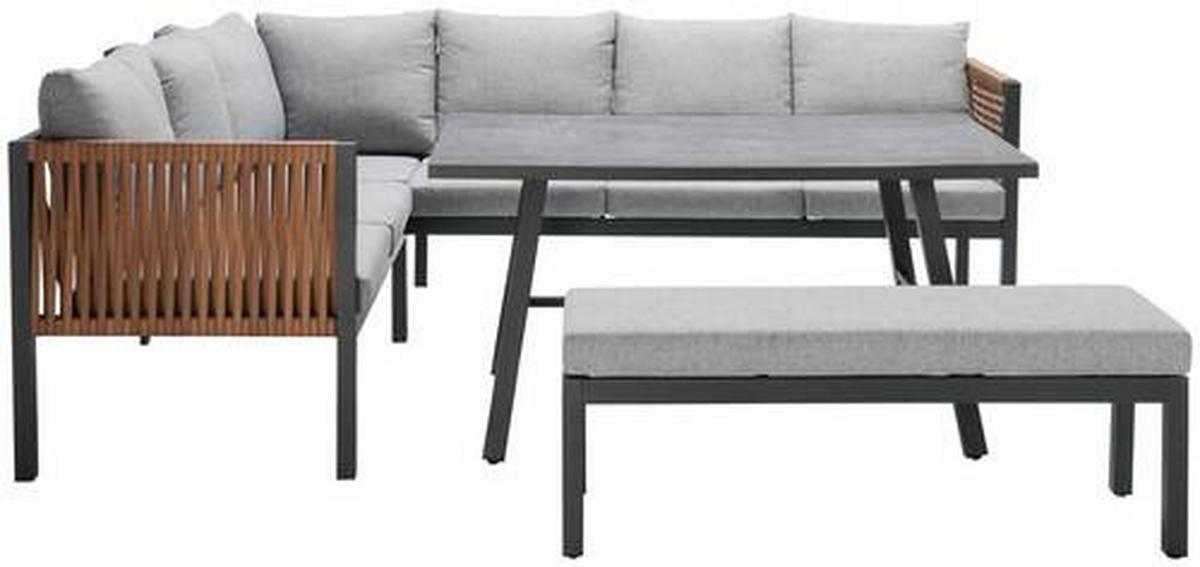 Loungegarnitur Laurenz in Grau/Braun - Dunkelgrau/Anthrazit, MODERN, Kunststoff/Textil (135/81/68cm) - Mömax