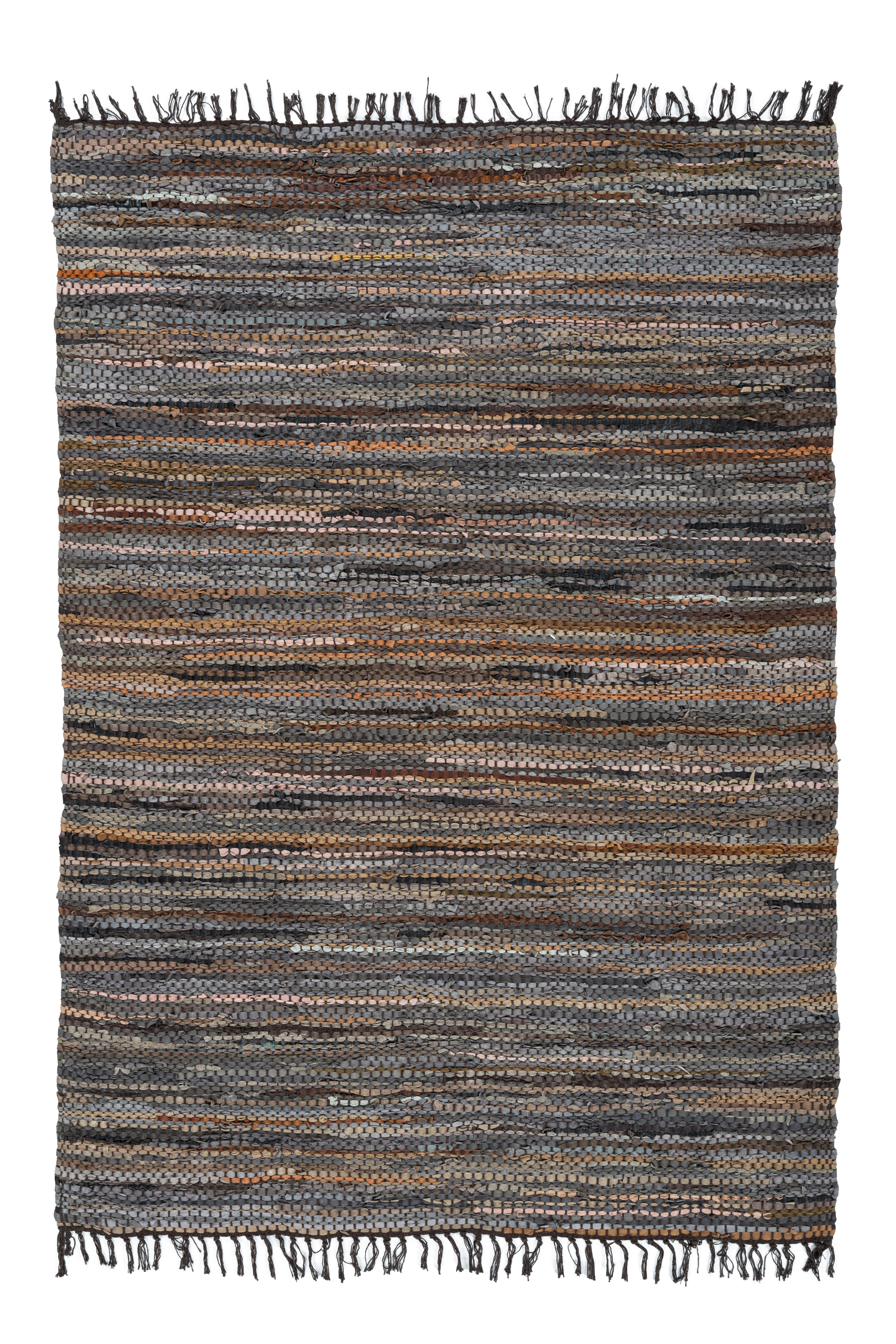 Flachwebeteppich Sonipat 110 Braun/mult 120x180 - Multicolor/Braun, Basics, Leder/Textil (120/180cm) - Kayoom