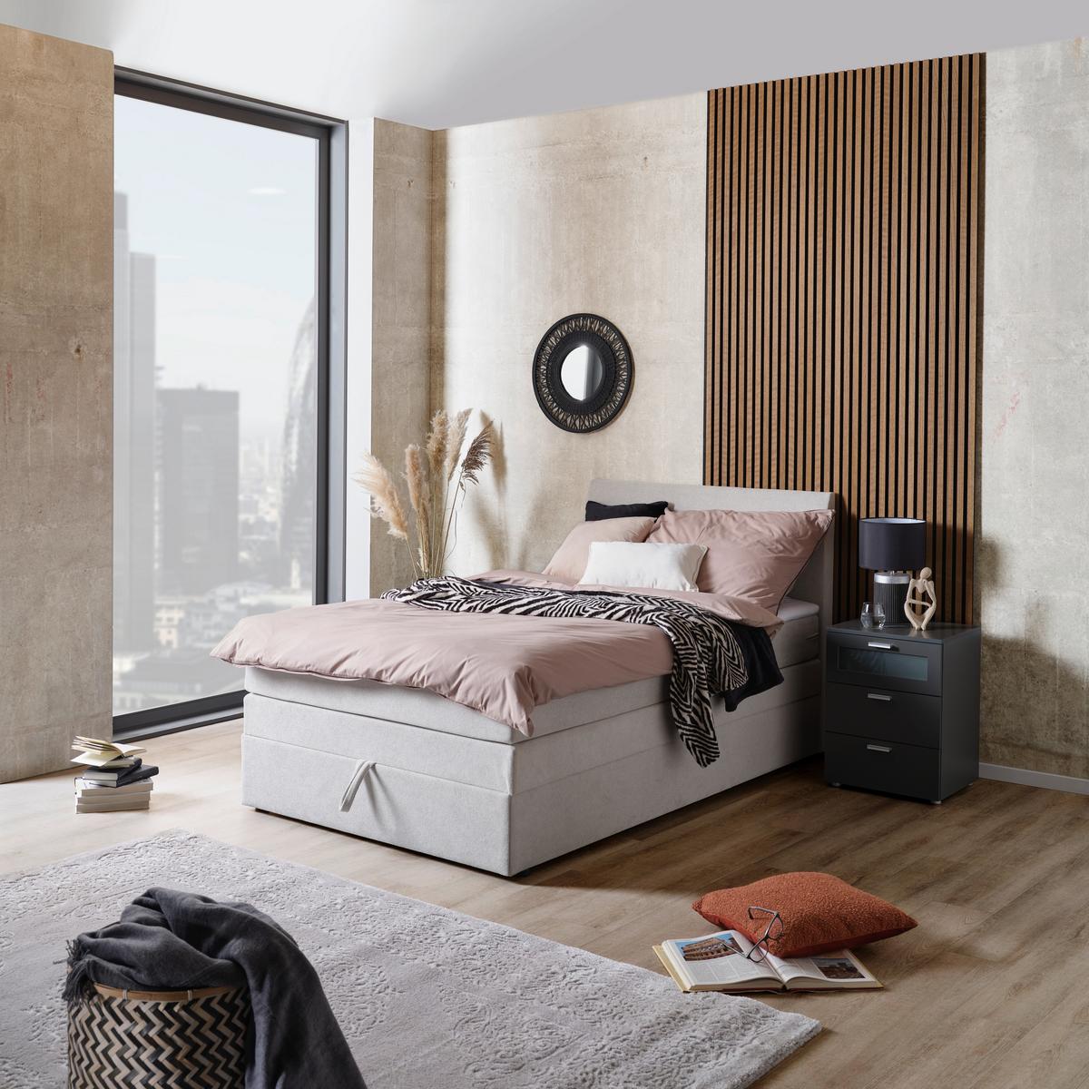 PAT BOXSPRING WICKIE - gri deschis, Konventionell, lemn/metal (90/200cm)