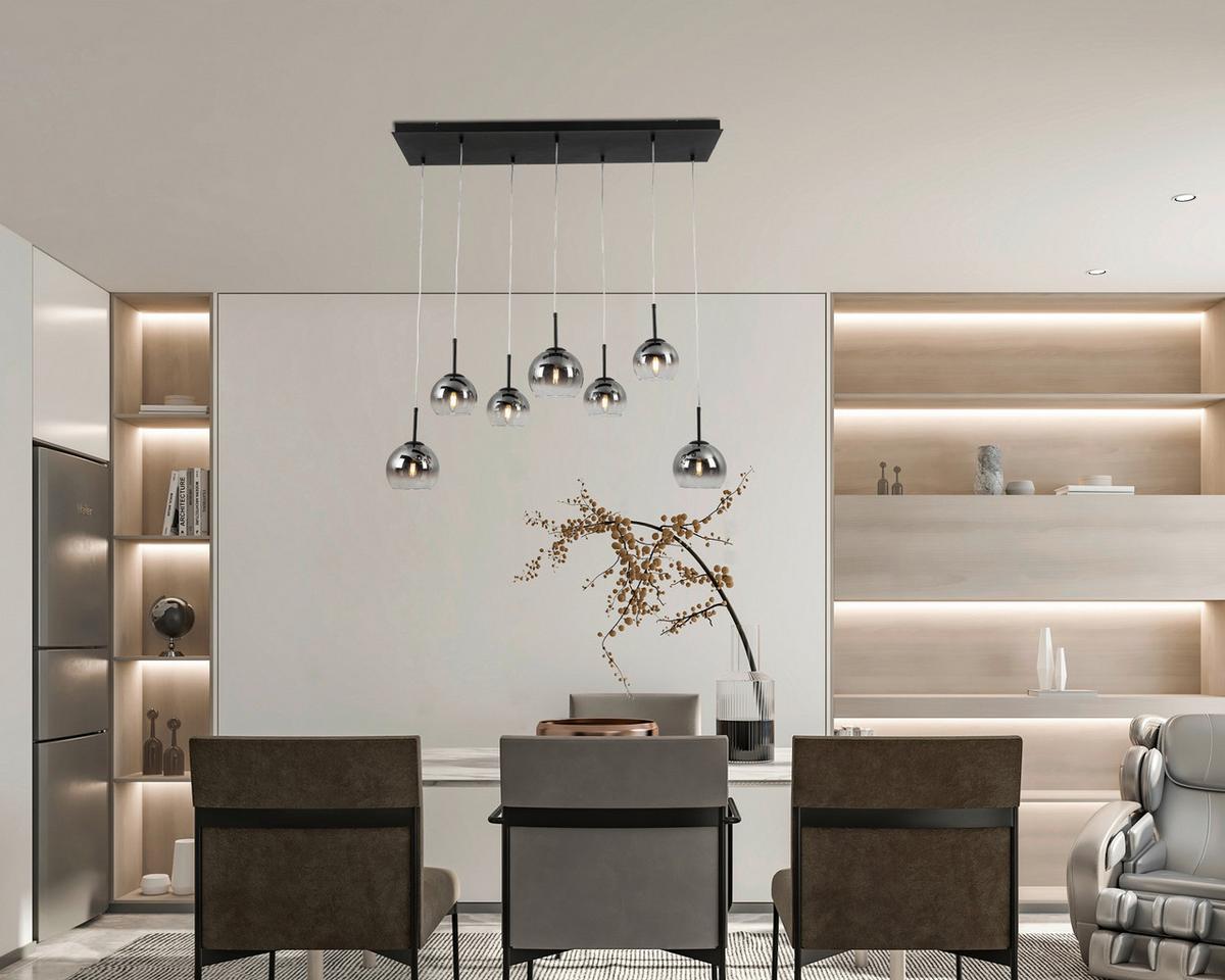 LAMPA WISZĄCA VICTORIA - czarny/kolor chromowy, Trend, tworzywo sztuczne/metal (110/31/120cm) - Novel