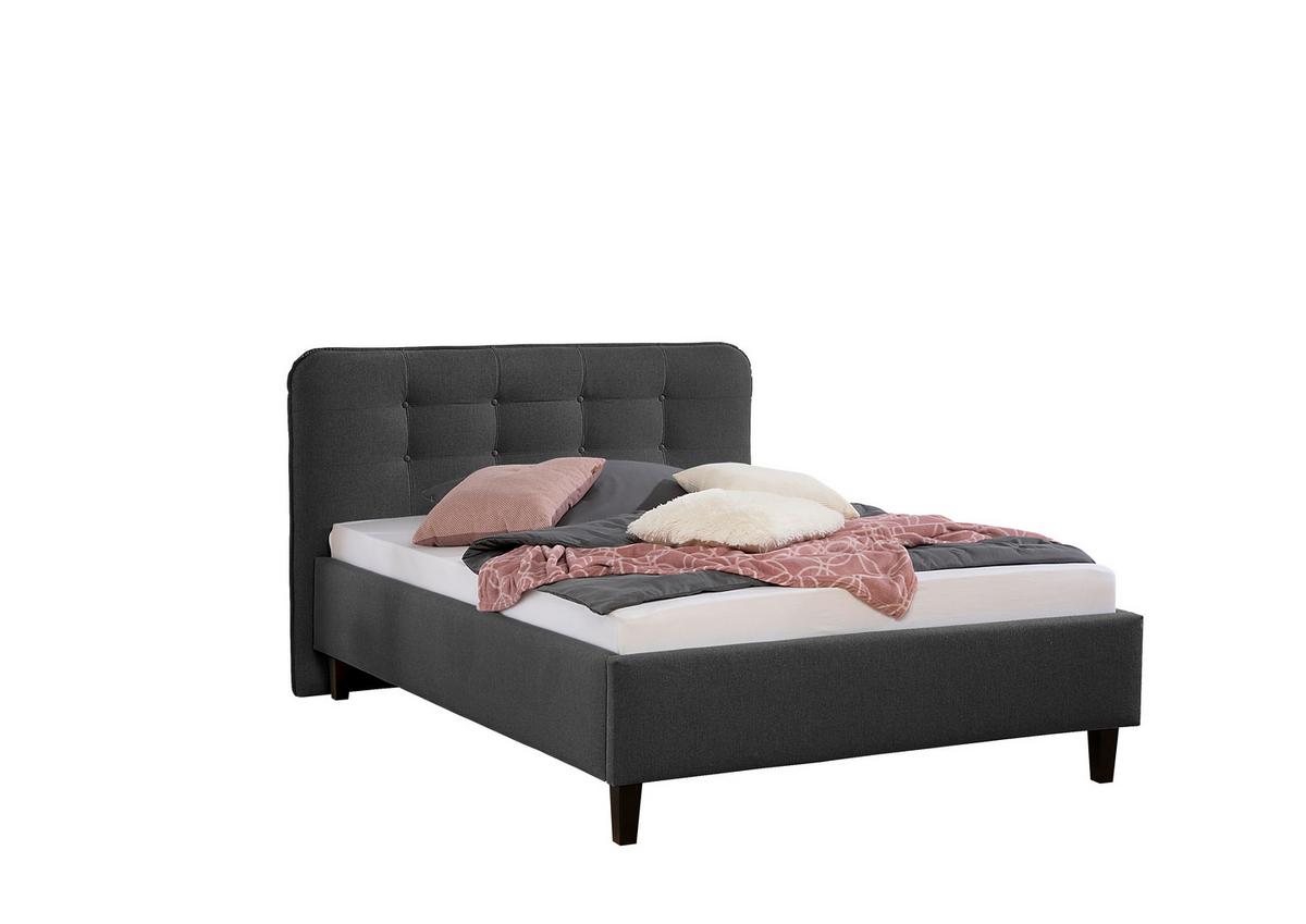 Polsterbett Alian Anthrazit ca. 140x200 cm - Anthrazit/Schwarz, MODERN, Holz/Textil (140/200cm) - Livetastic