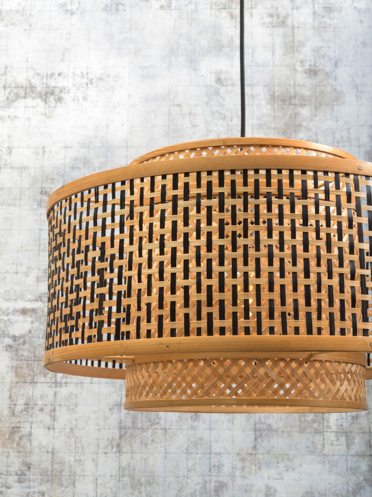 Viseča Svetilka Bhutan, Črna, Bambus - črna/rjava, Design, naravni materiali (53/236,5/53cm) - Good & Mojo