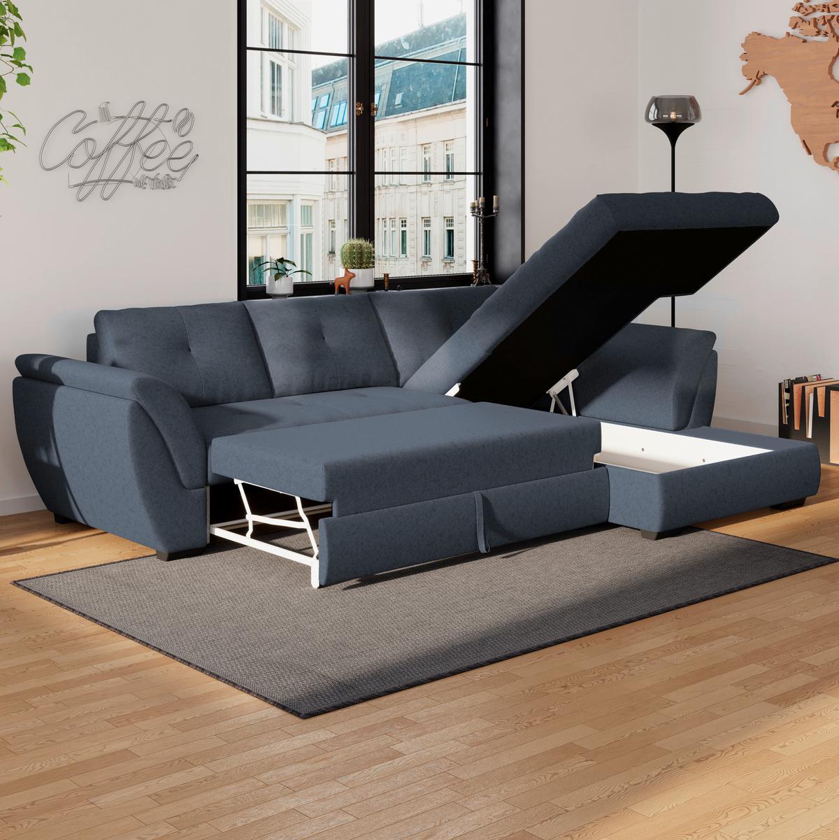 Coltar Berisso - albastru închis, Design, textil (278/187cm) - Mömax