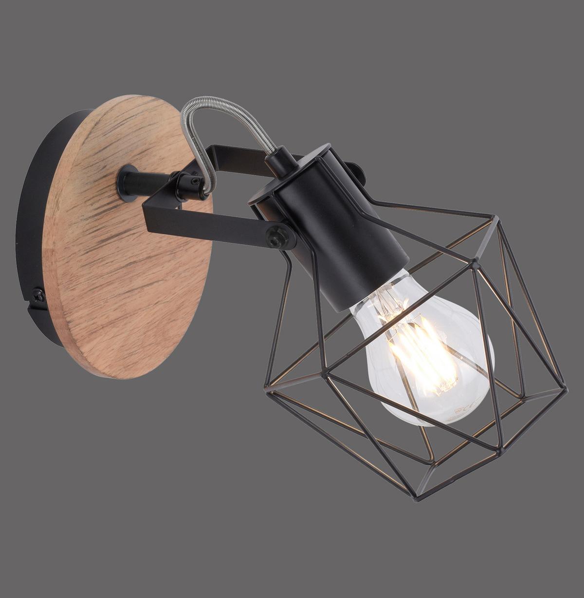 Deckenleuchte Jaro max. 60 Watt - Schwarz, Natur, Holz/Metall (28,5/21/25cm)