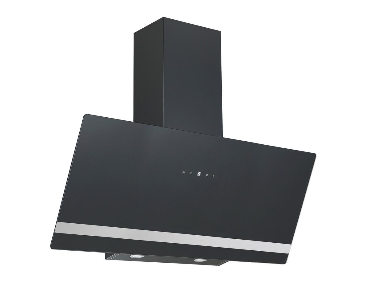 Dunstabzugshaube S21-90ABTH Schwarz - Edelstahlfarben/Schwarz, Basics, Glas/Metall (90/111.60/29.6cm) - PKM