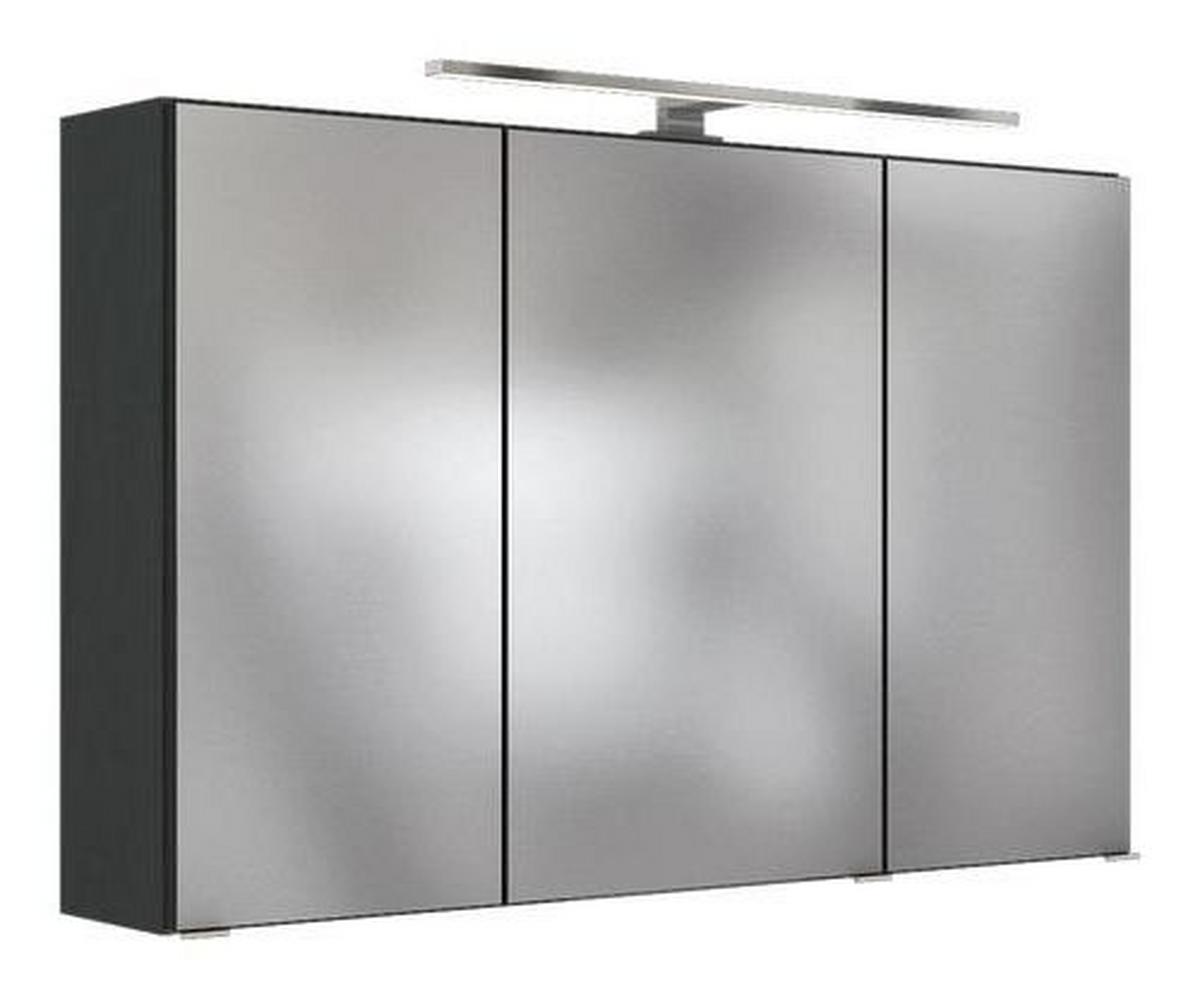 Spiegelschrank Pienza mit LED 3-türig ca. 100x64 cm Grau - Basics, Glas/Holzwerkstoff (100/64/20cm) - Held