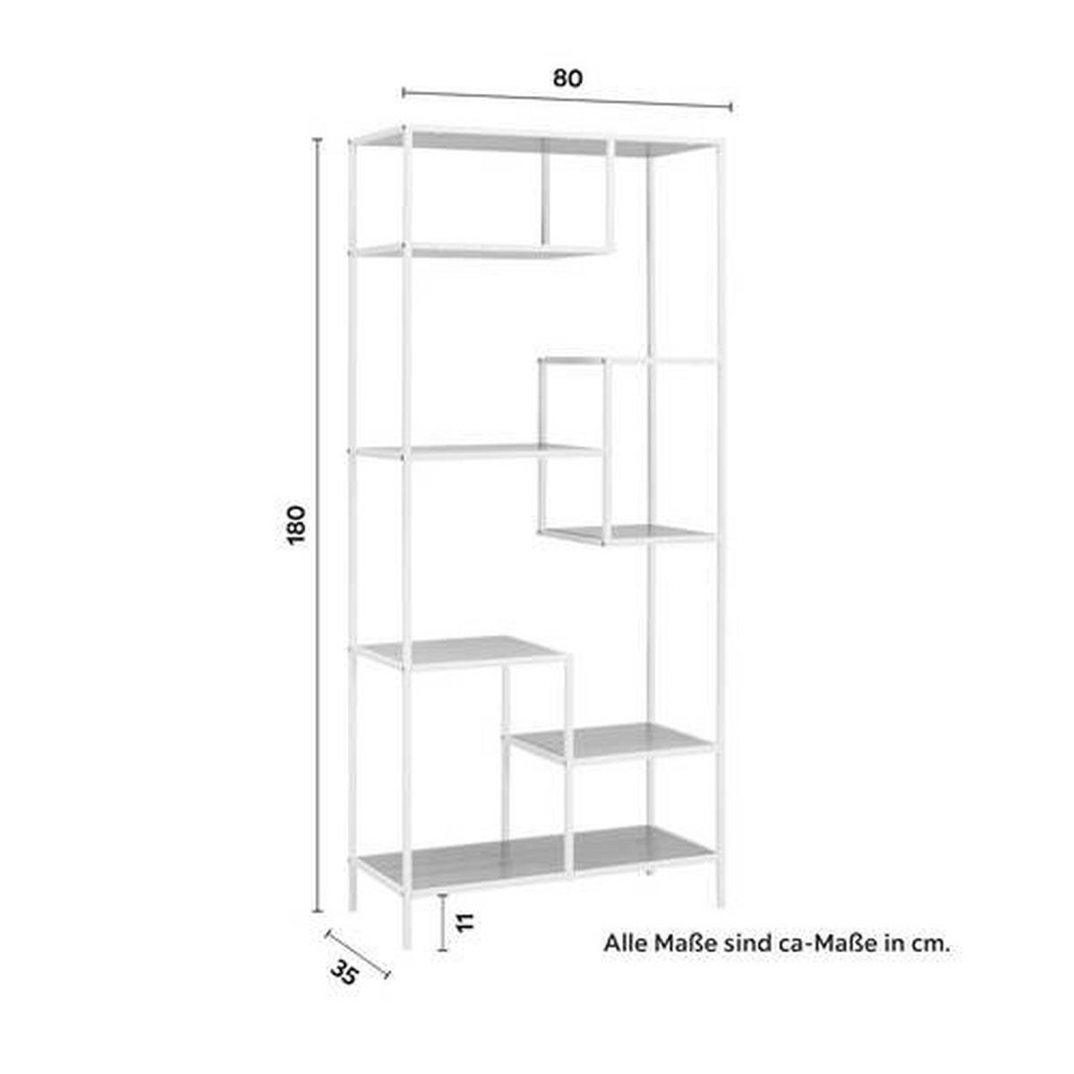 REGAŁ FIONA - biały/kolor sosnowy, Modern, materiał drewnopochodny/metal (80/180/35cm) - Bessagi Home