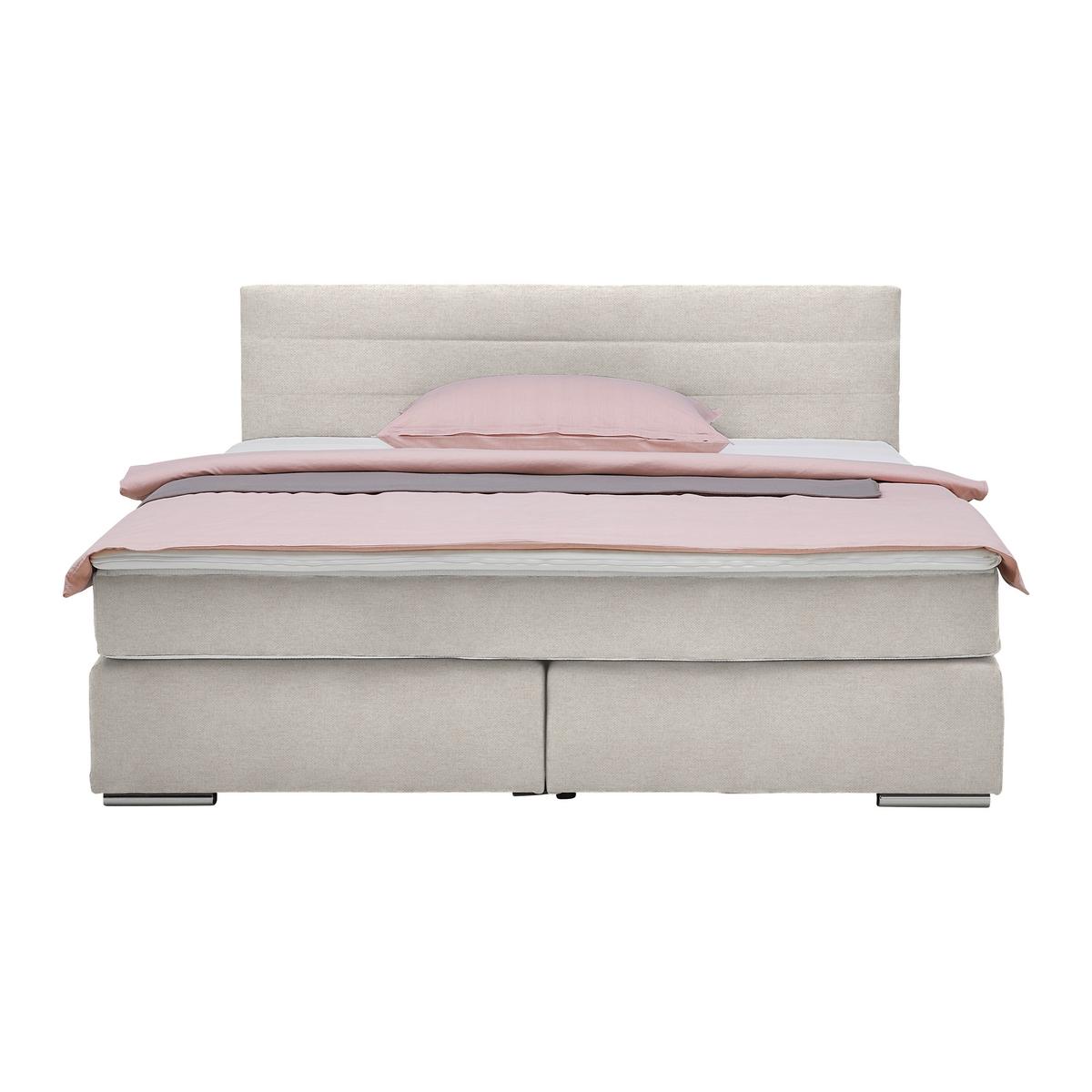 Boxspringbett Palermo in Beige ca. 180x200cm - Chromfarben/Beige, KONVENTIONELL, Kunststoff/Textil (180/200cm) - Based