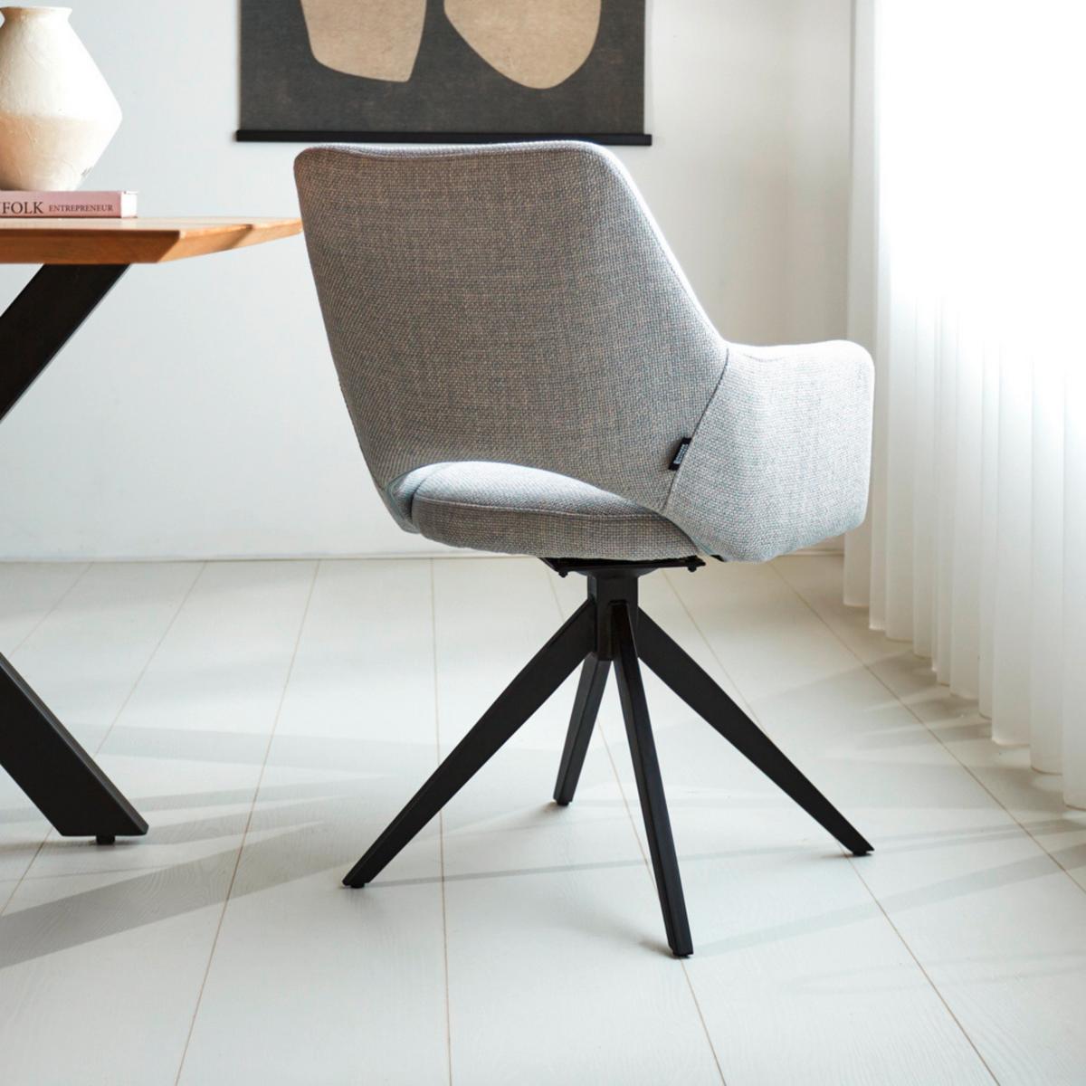 Stuhl Asher Grau - Schwarz/Grau, MODERN, Textil/Metall (54,5/85/61,5cm) - MID.YOU