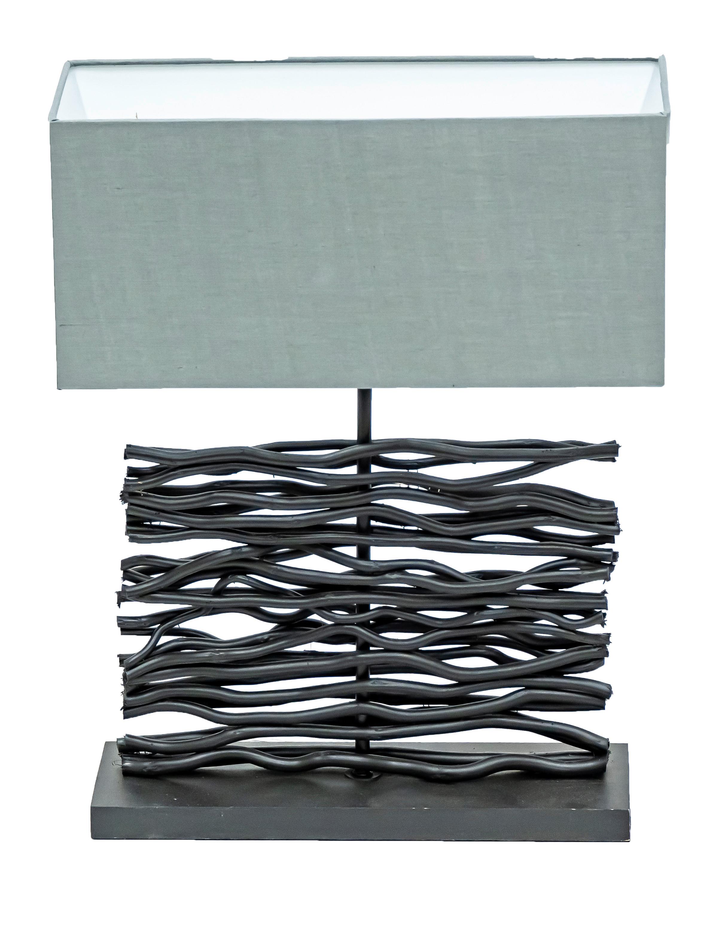 Tischleuchte Jamie Schwarz max. 60 Watt - Schwarz/Grau, Basics, Holz/Textil (40/15/50cm) - Globo