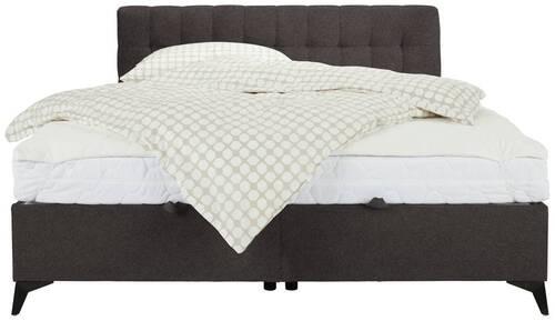 Boxbett in Dunkelbraun ca. 160x200cm - Graubraun/Schwarz, KONVENTIONELL, Holzwerkstoff/Kunststoff (160/200cm) - Mömax