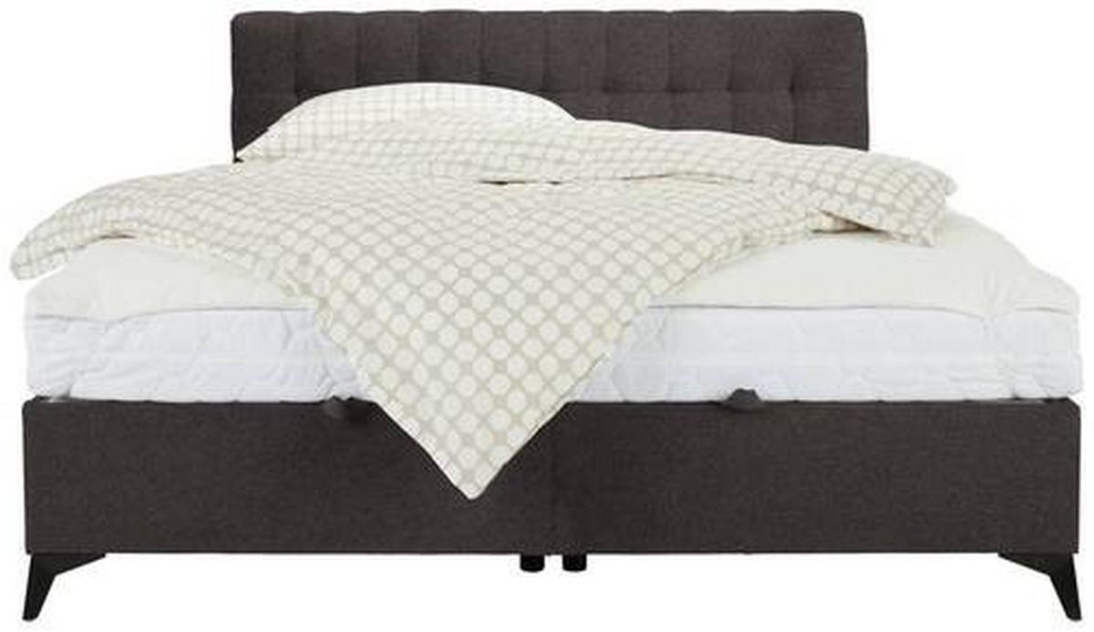 Boxbett in Dunkelbraun ca. 180x200cm - Graubraun/Schwarz, KONVENTIONELL, Holzwerkstoff/Kunststoff (180/200cm) - Mömax