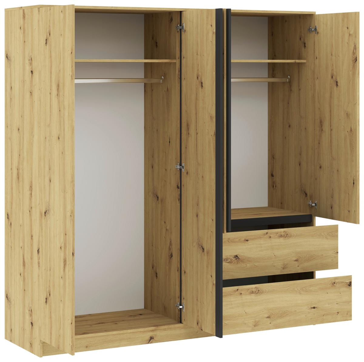 Kleiderschrank Basit Eiche Artisan - Eiche Artisan, KONVENTIONELL, Holzwerkstoff (195/206/57cm) - Mömax