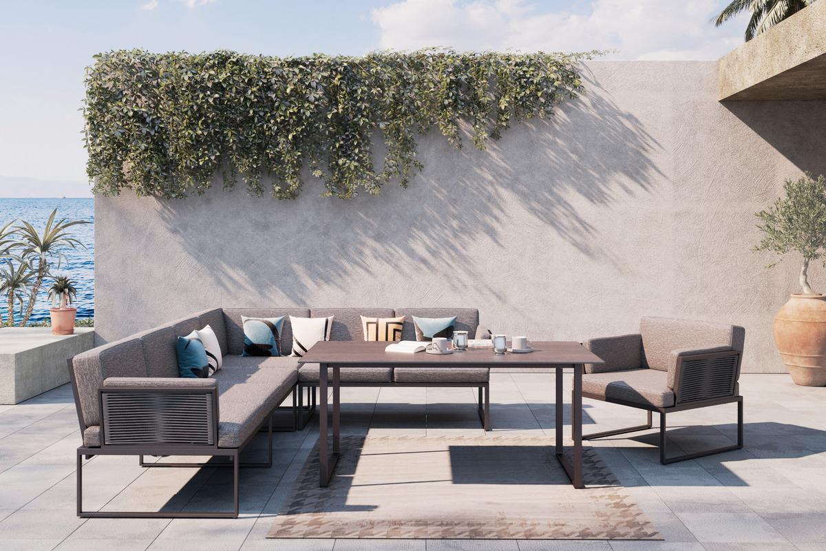 FOTEL OGRODOWY GIRONA - antracytowy/czarny, Design, metal/tkanina (83/76/83cm) - Amatio