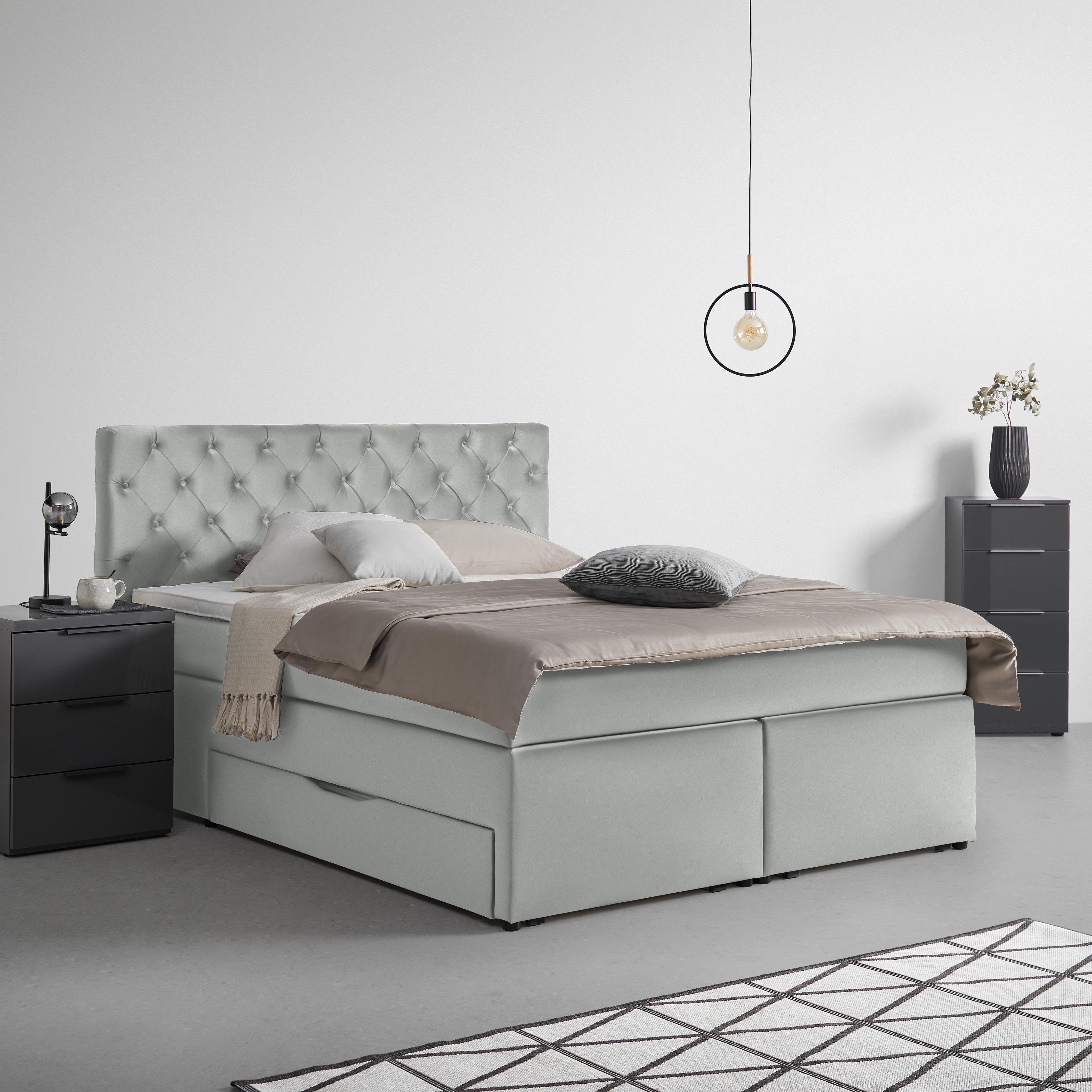 Boxspringbett Chester Grün ca. 180x200cm - Schwarz/Grün, Holzwerkstoff/Kunststoff (180/200cm) - Mömax