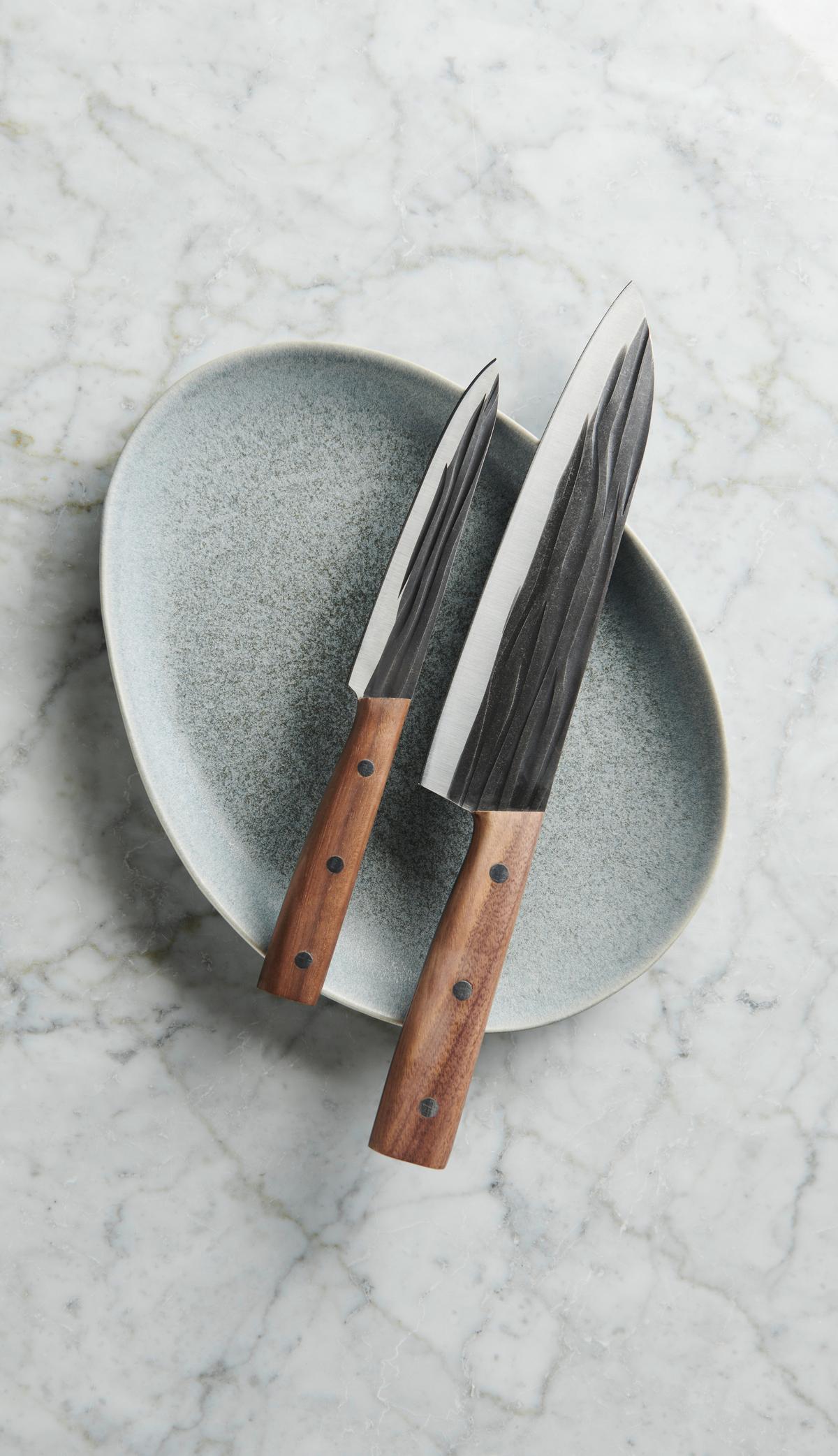 Késkészlet Kenshin - fekete/diófa színű, Romantik / Landhaus, fém (33/12cm) - Premium Living