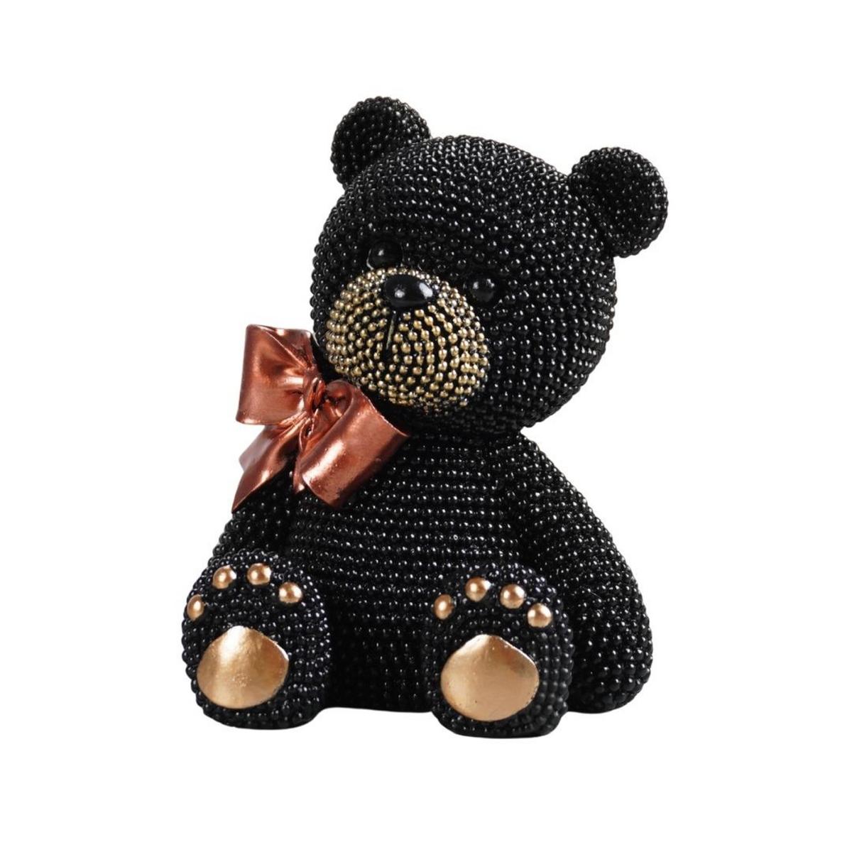 Dekor Medve Teddycute - fekete/aranyszínű, műanyag (10/8,3/12,8cm)