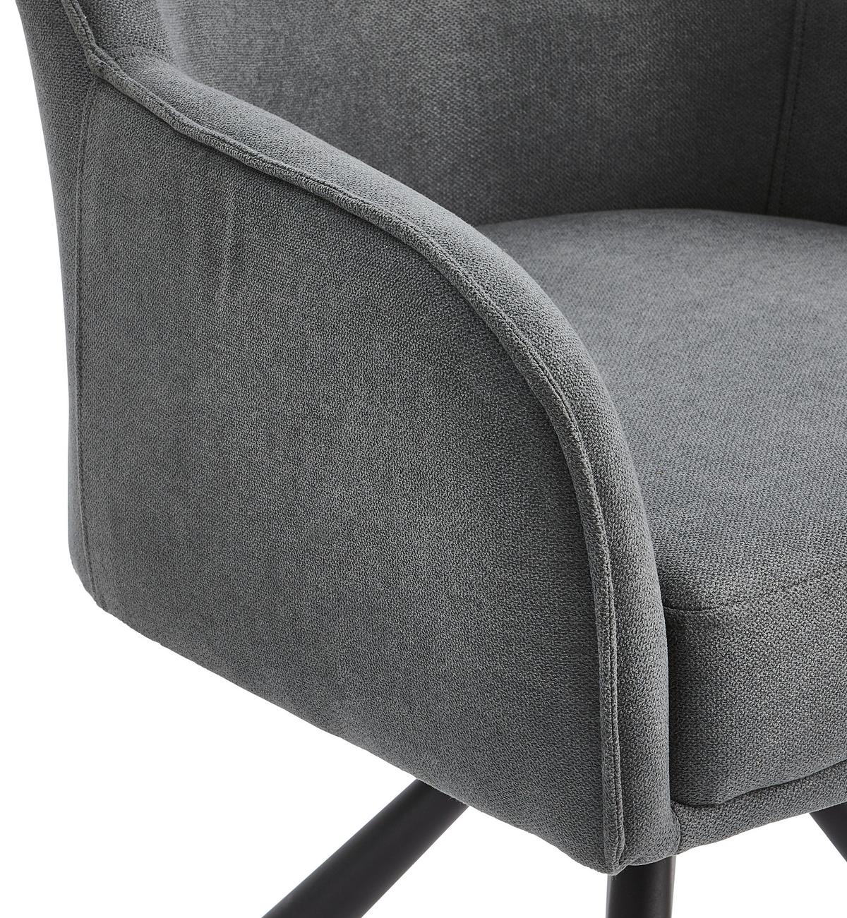 KRZESŁO Z PODŁOKIETNIKAMI ANNA - czarny/szary, Modern, metal/tkanina (62/84/62cm) - Livetastic