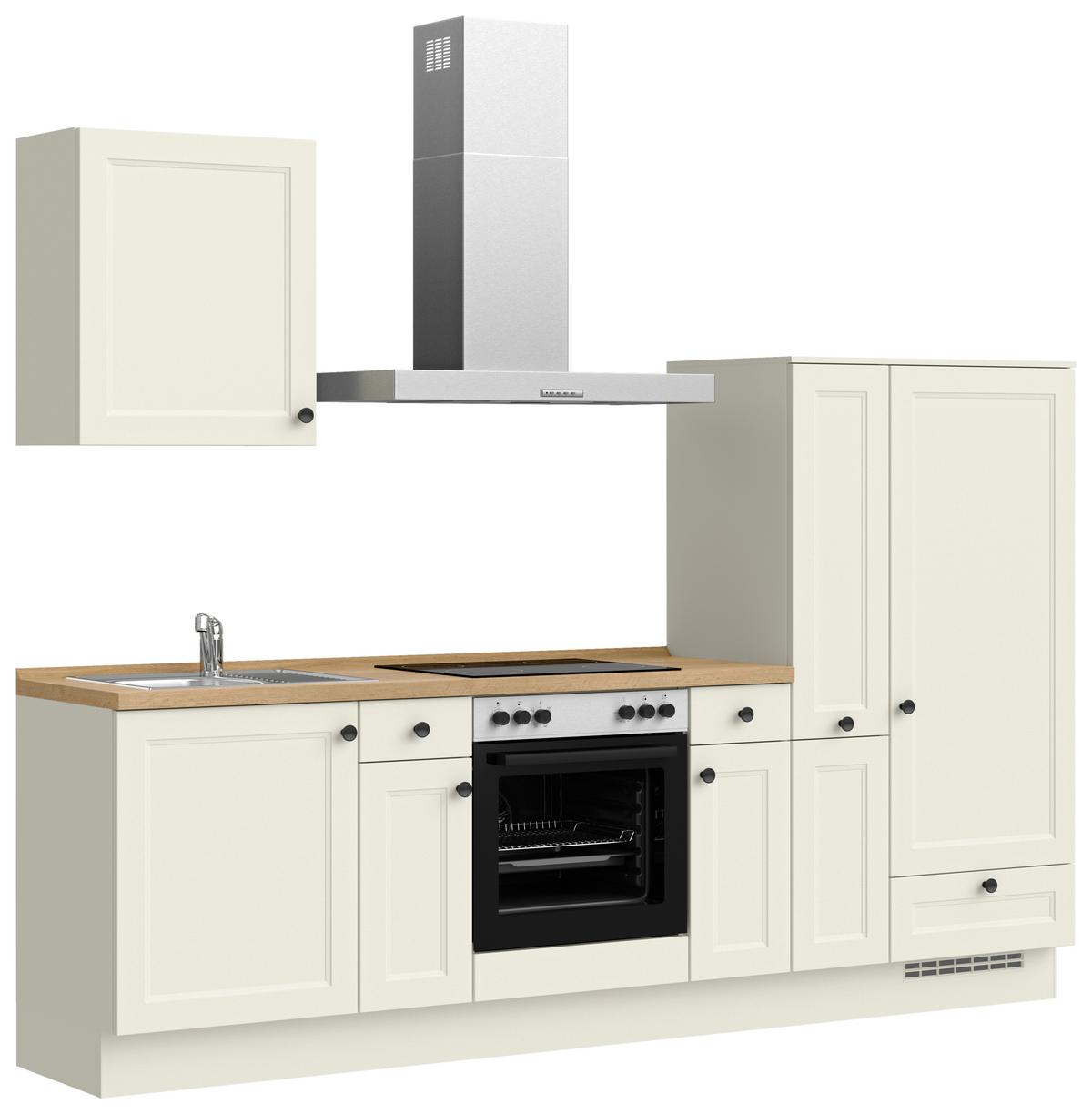 Küchenblock Cascada Low m. Geräten Weiß - Eichefarben/Schwarz, MODERN, Holzwerkstoff/Metall (270cm) - Nobilia