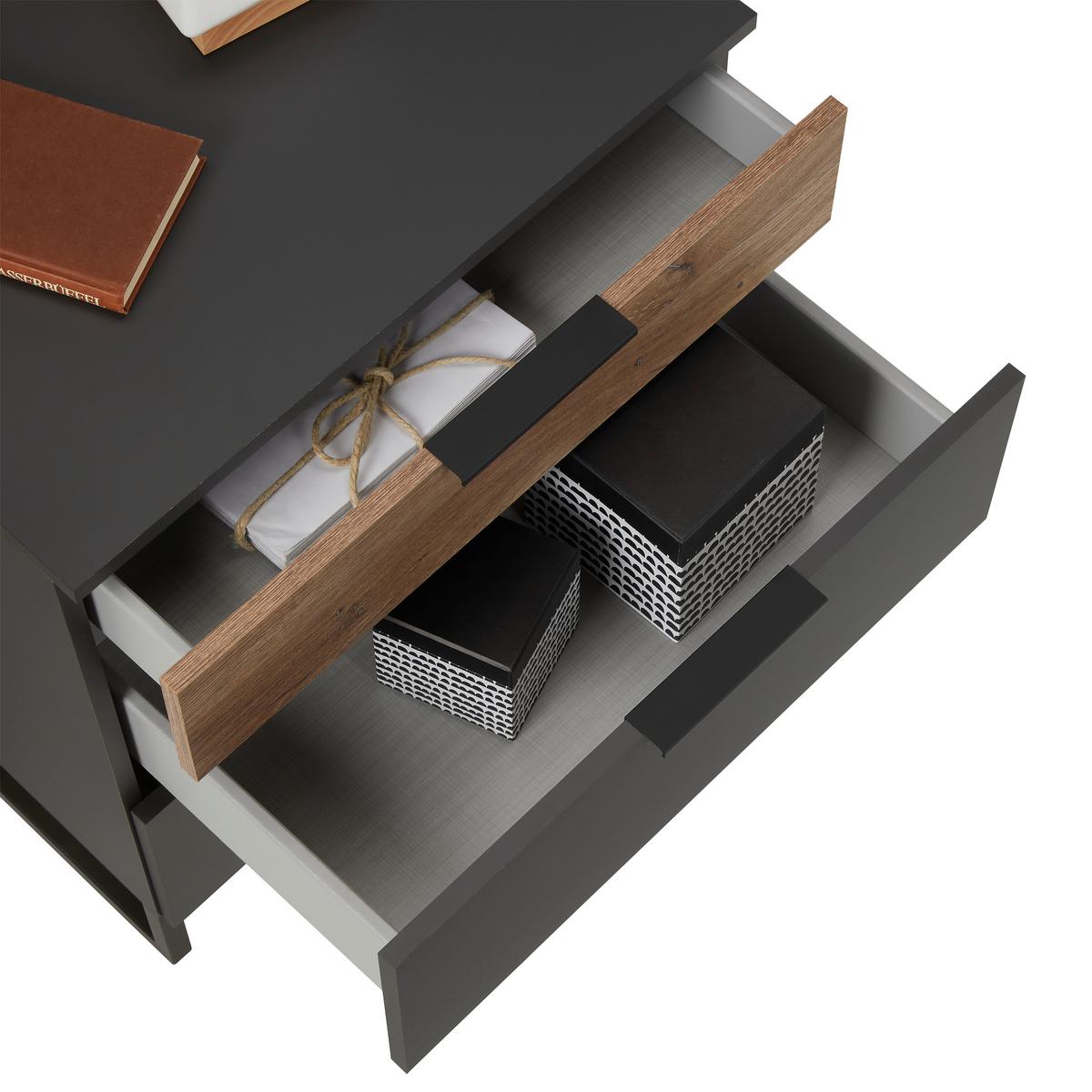 Noćni Ormarić Rocket - boje grafita/boje hrasta, Moderno, drvni materijal/metal (58/64/41cm) - Premium Living