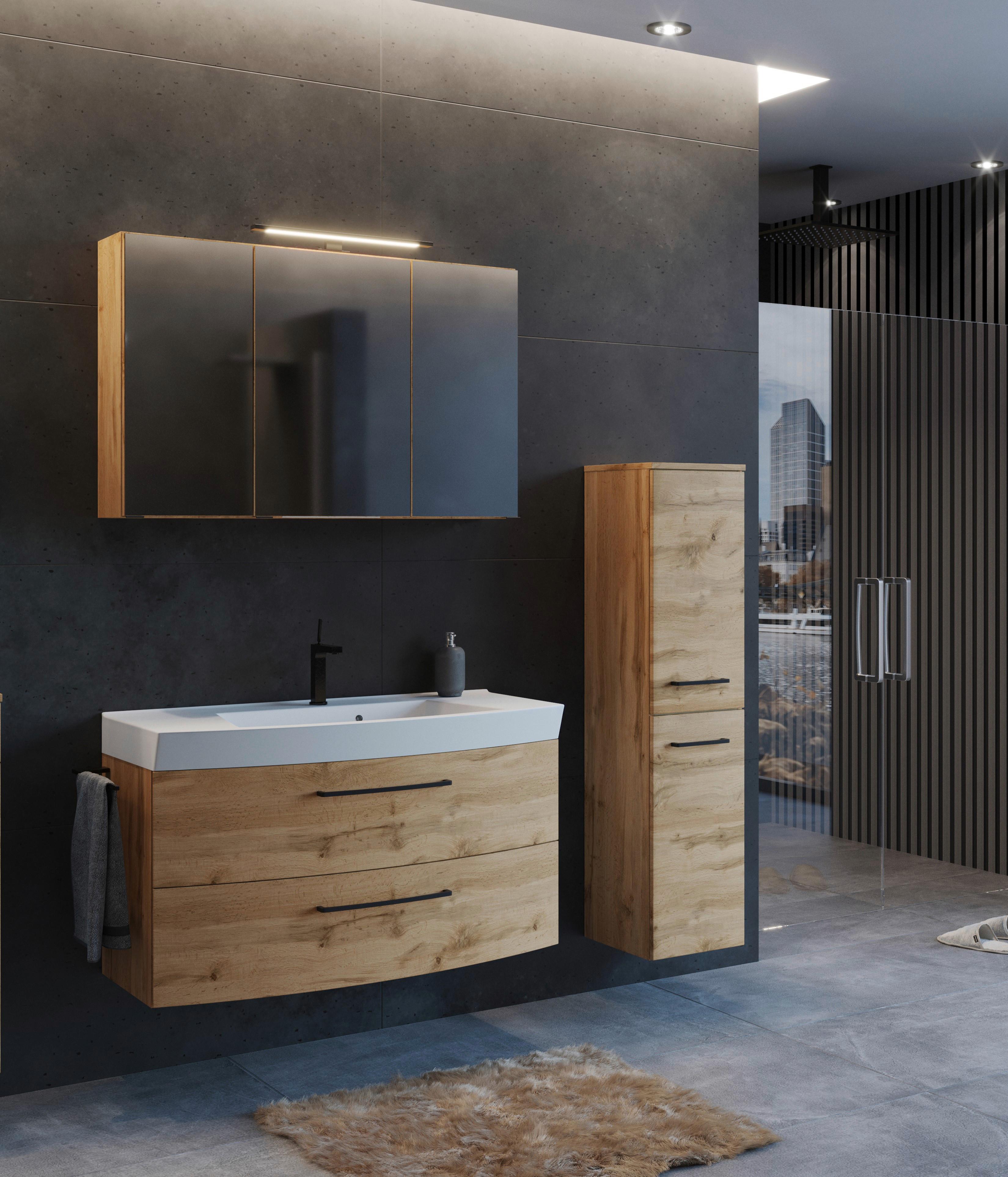 Badezimmer Manchester 3-tlg. ca. 130 cm Wotan Eiche - Eichefarben/Weiß, MODERN, Keramik/Holzwerkstoff (130cm) - Held