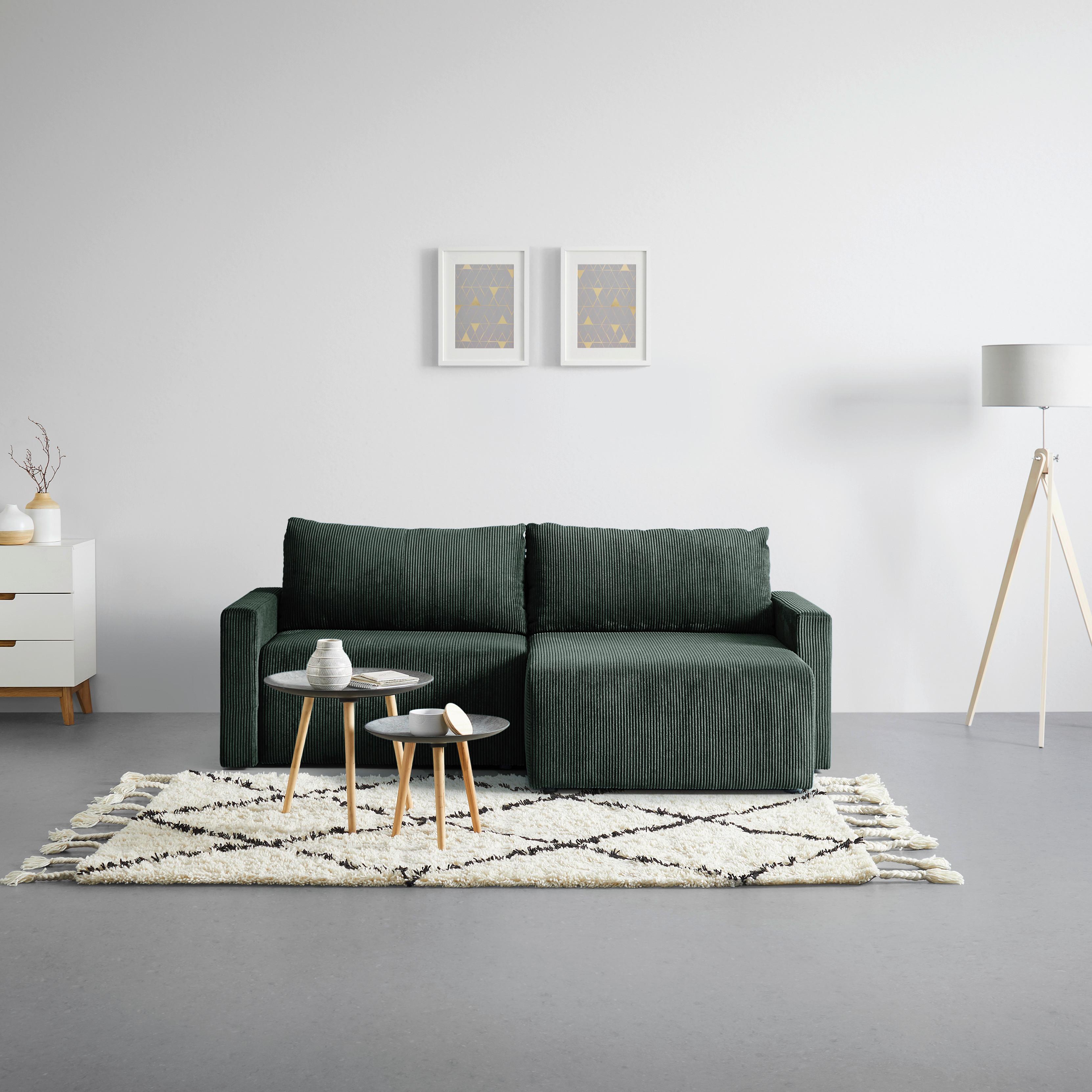 Ecksofa Dios Dunkelgrün - Dunkelgrün/Schwarz, MODERN, Holz/Kunststoff (228/91/146cm) - Based