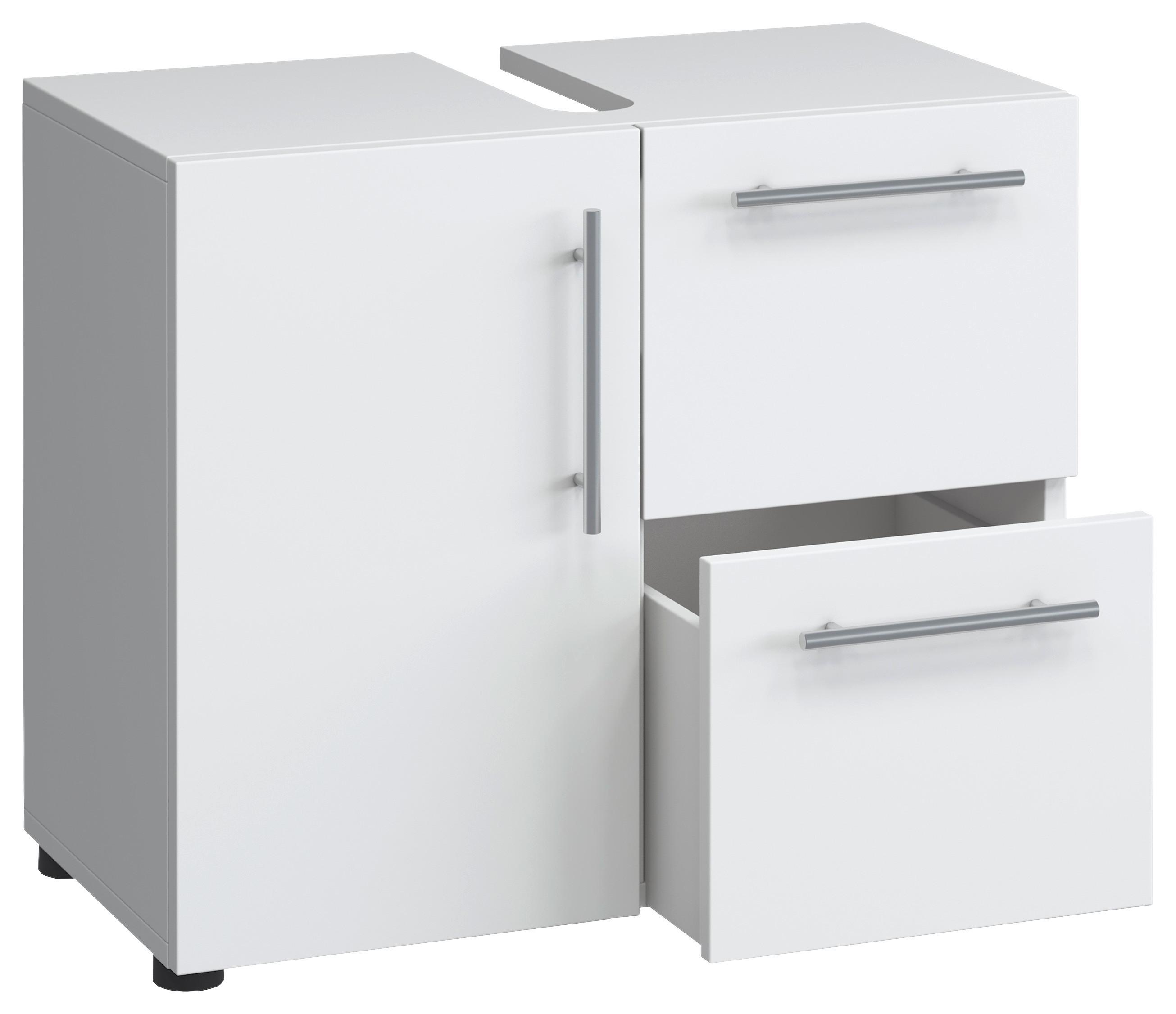 Waschbeckenunterschrank Flandu ca. 61 cm Weiß - Silberfarben/Schwarz, KONVENTIONELL, Holzwerkstoff/Kunststoff (61/51/32cm) - MID.YOU