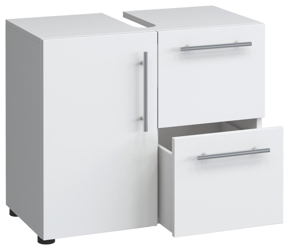 Waschbeckenunterschrank Flandu ca. 61 cm Weiß - Silberfarben/Schwarz, KONVENTIONELL, Holzwerkstoff/Kunststoff (61/51/32cm) - MID.YOU