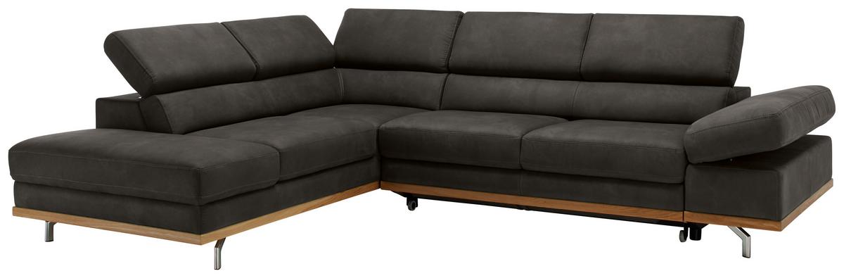 Ecksofa Carmen Dunkelgrau - Chromfarben/Dunkelgrau, Konventionell, Holz/Textil (292/226cm) - Premium Living
