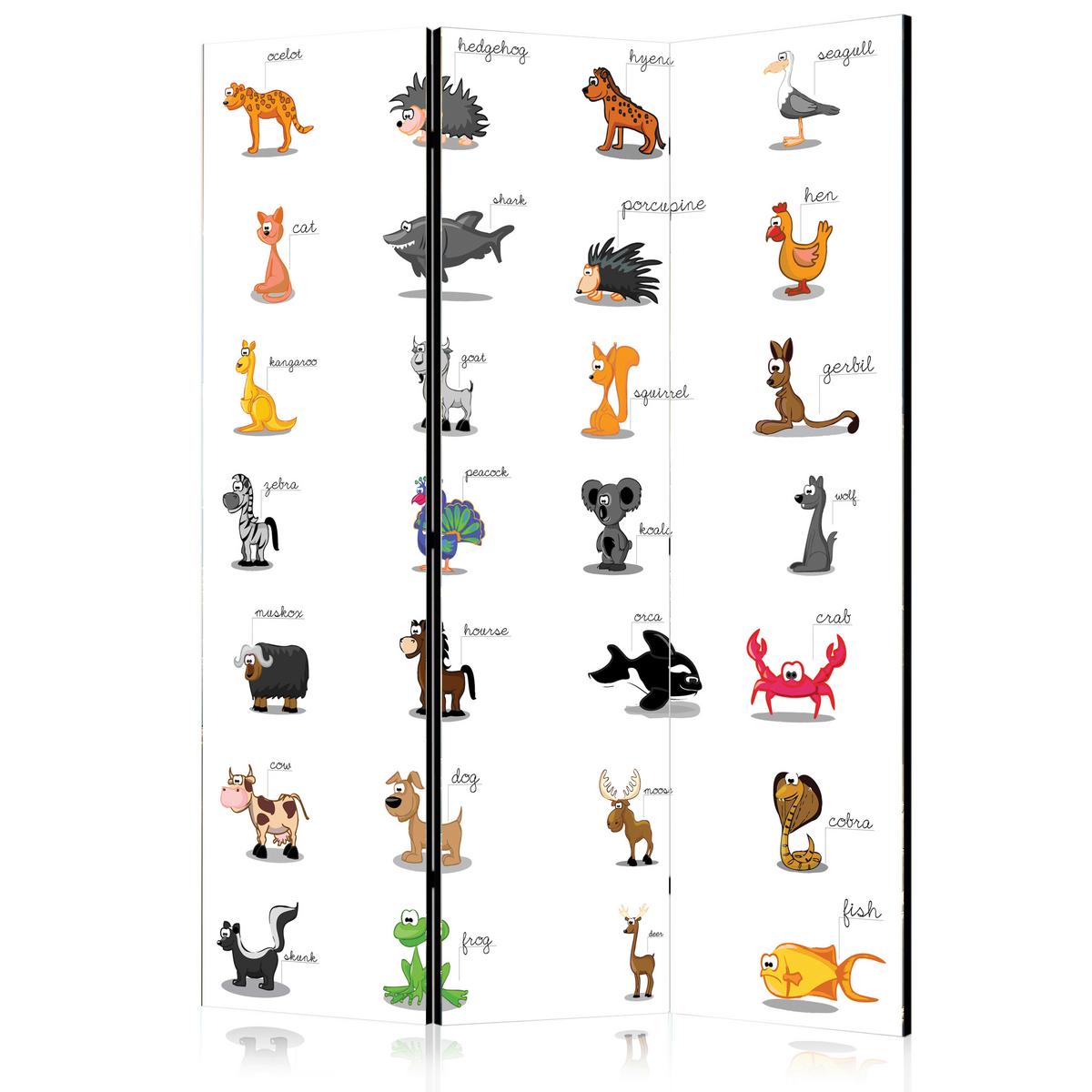 Paravan Learning By Playing, 3-Delni, Dvostranski - bela/večbarvno, Basics, tekstil/les (135/172/3cm) - artgeist