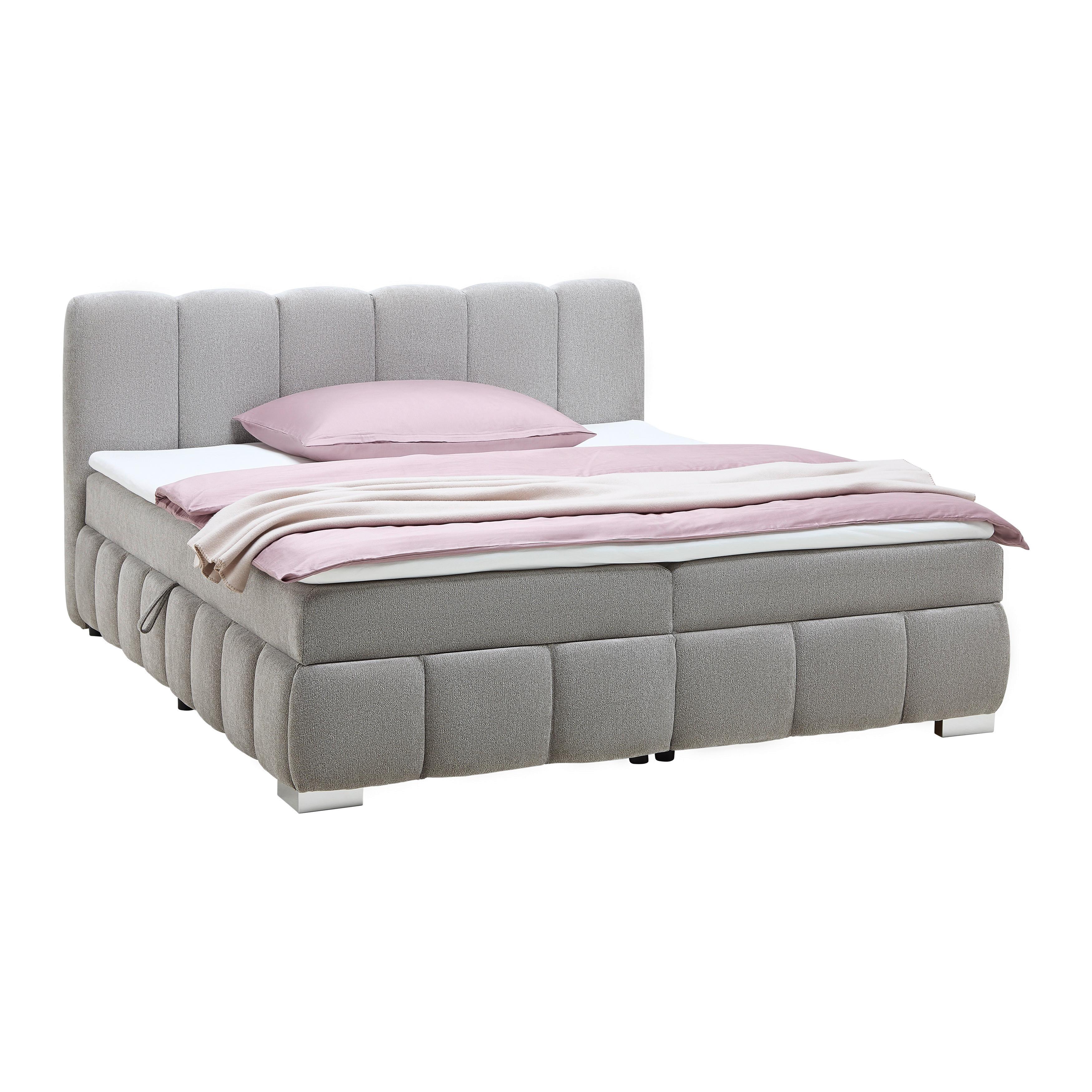 Boxbett Elaris Graubraun ca. 140x200cm - Chromfarben/Graubraun, KONVENTIONELL, Kunststoff/Textil (140/200cm) - Mömax