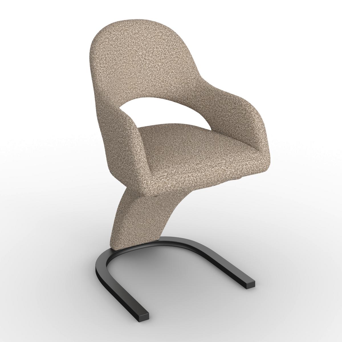 Armlehnstuhl Aria Braun Bouclé Gepolstert - Schwarz/Braun, MODERN, Holz/Textil (54/82cm) - Bessagi Home