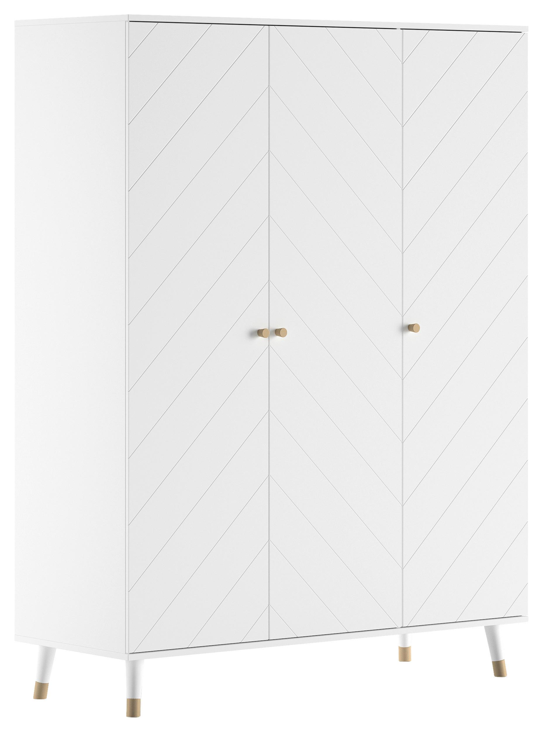 Kinderkleiderschrank Billy Weiß - Goldfarben/Weiß, MODERN, Holzwerkstoff/Kunststoff (150/200/59cm) - Vipack