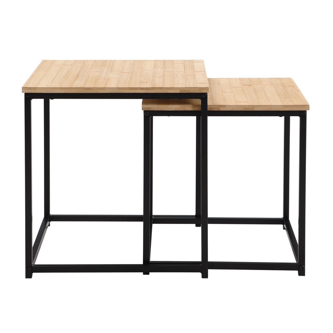 SIDOBORD SET KOKO -EXKLUSIV- - svart/naturfärgad, Lifestyle, metall/naturmaterial (34/38/36/40/34/38cm) - Mömax