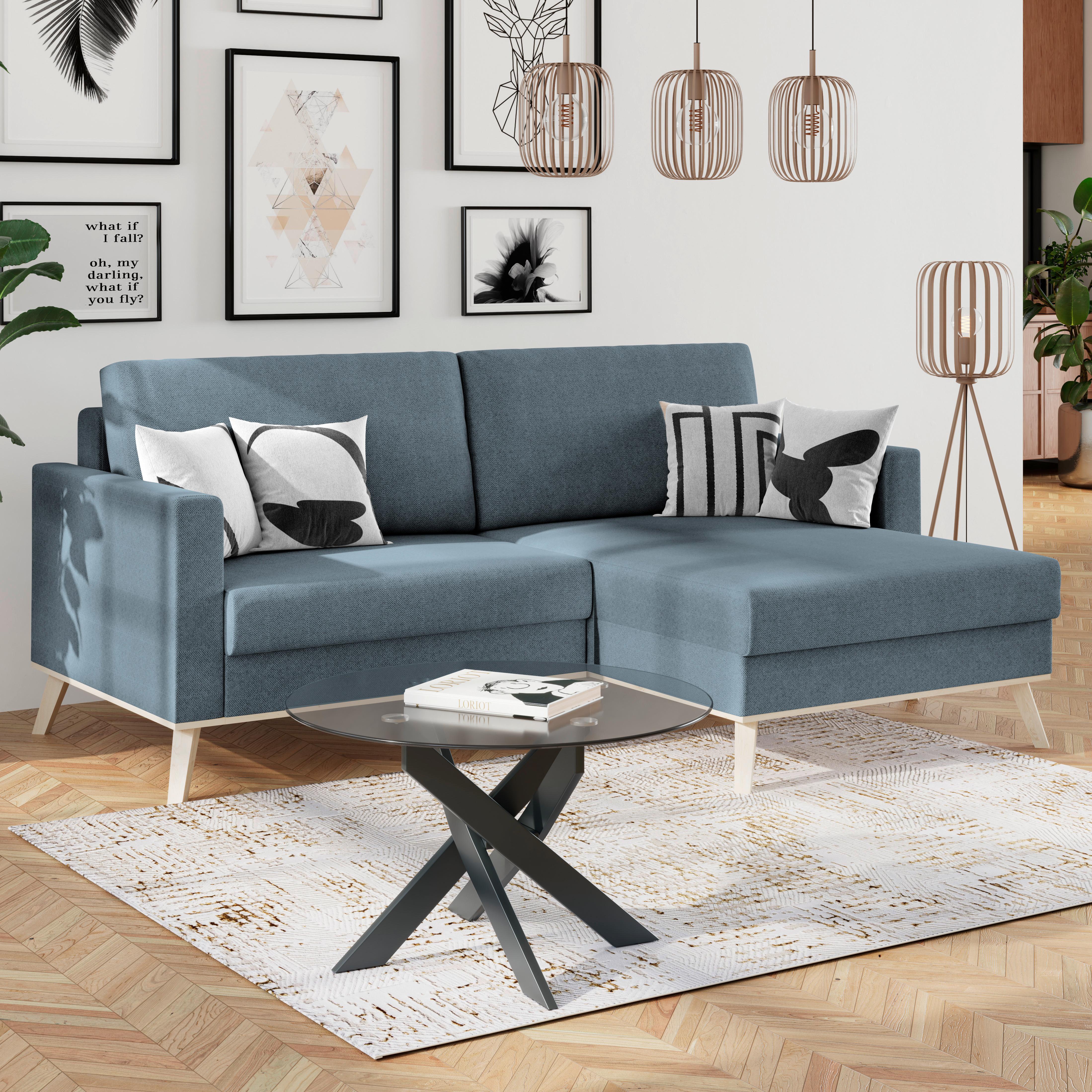 Coltar CARINI - albastru deschis/crem, Basics, textil (222/152cm) - Modern Living