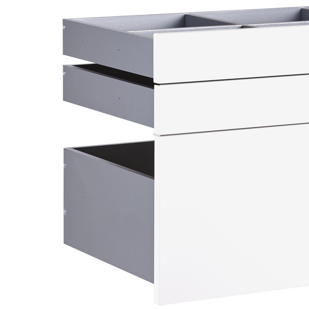 set sertare UNIT - alb lucios intens, Modern, material pe bază de lemn (91/50,3/47cm) - Ondega