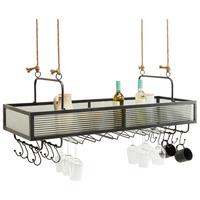 élément suspendu in Naturfarben/Schwarz - Schwarz/Naturfarben, Lifestyle, Glas/Holzwerkstoff (123/48/40cm) - Premium Living