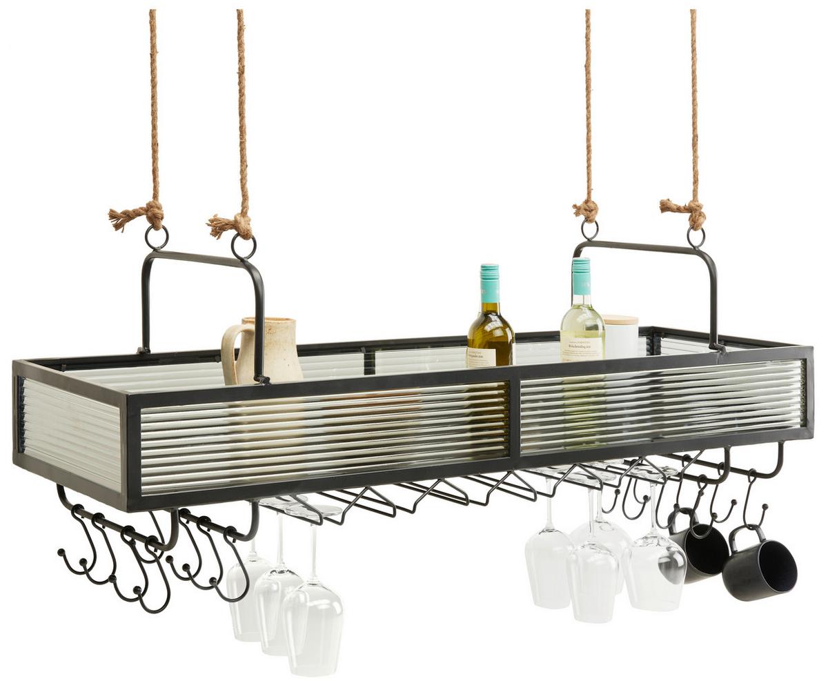 élément suspendu in Naturfarben/Schwarz - Schwarz/Naturfarben, Lifestyle, Glas/Holzwerkstoff (123/48/40cm) - Premium Living