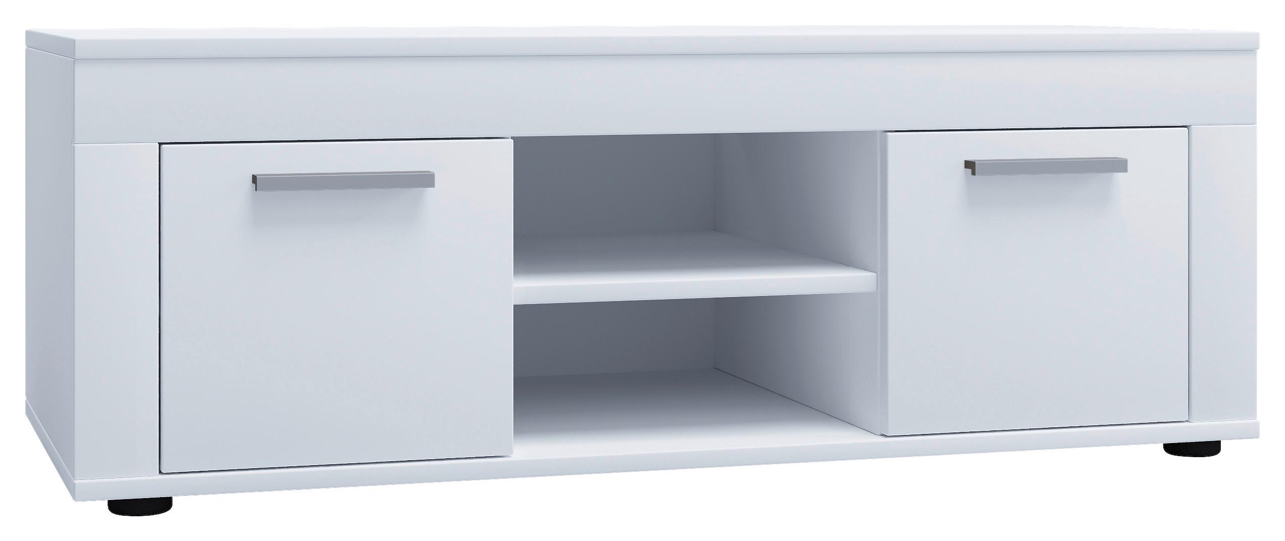 LOWBOARD USILO - Weiss/Silberfarben, Design, Holzwerkstoff/Kunststoff (102/37/45cm) - MID.YOU