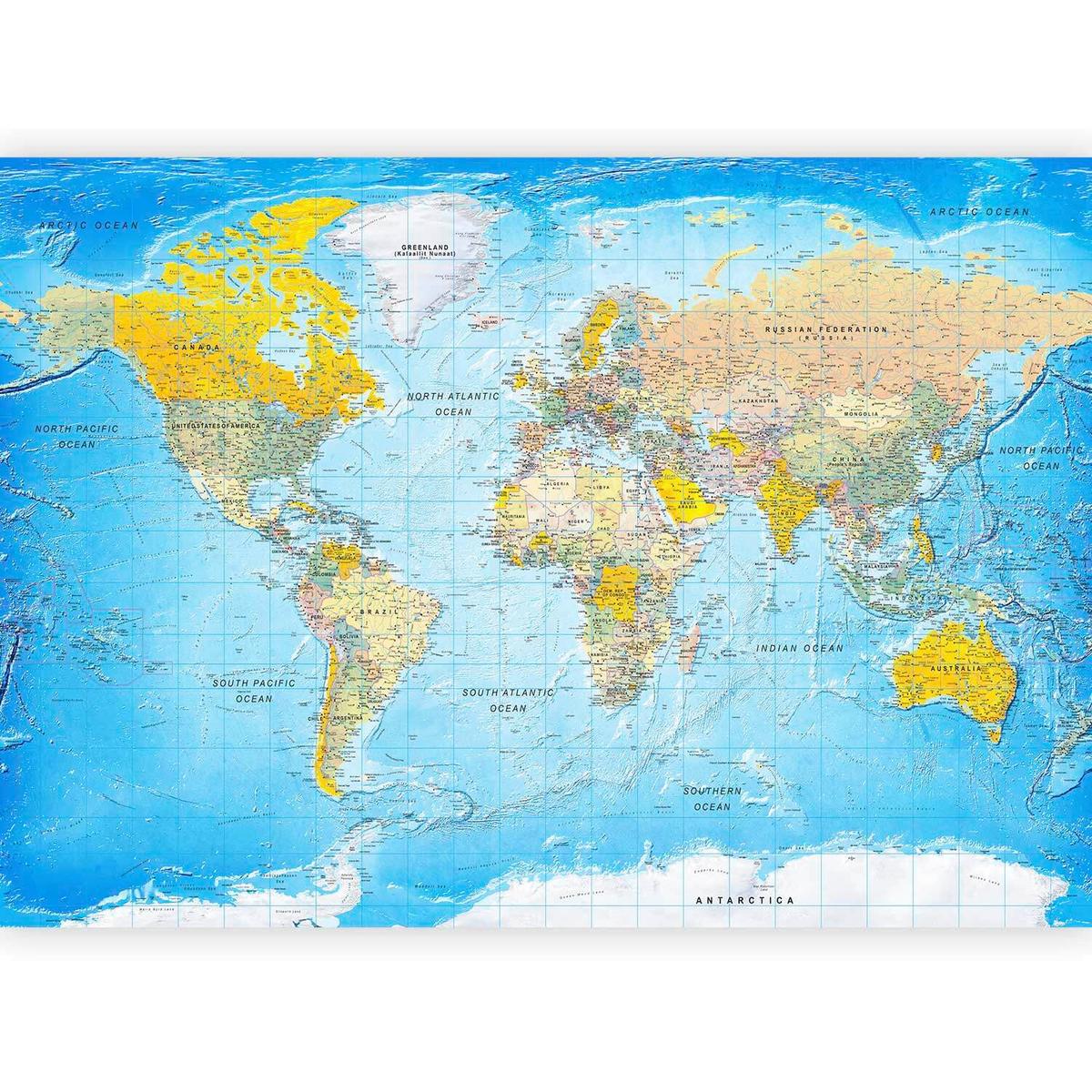 Fototapeta World Classic Map, 150x105cm - večbarvno, Trendi, tekstil (150/105cm) - artgeist