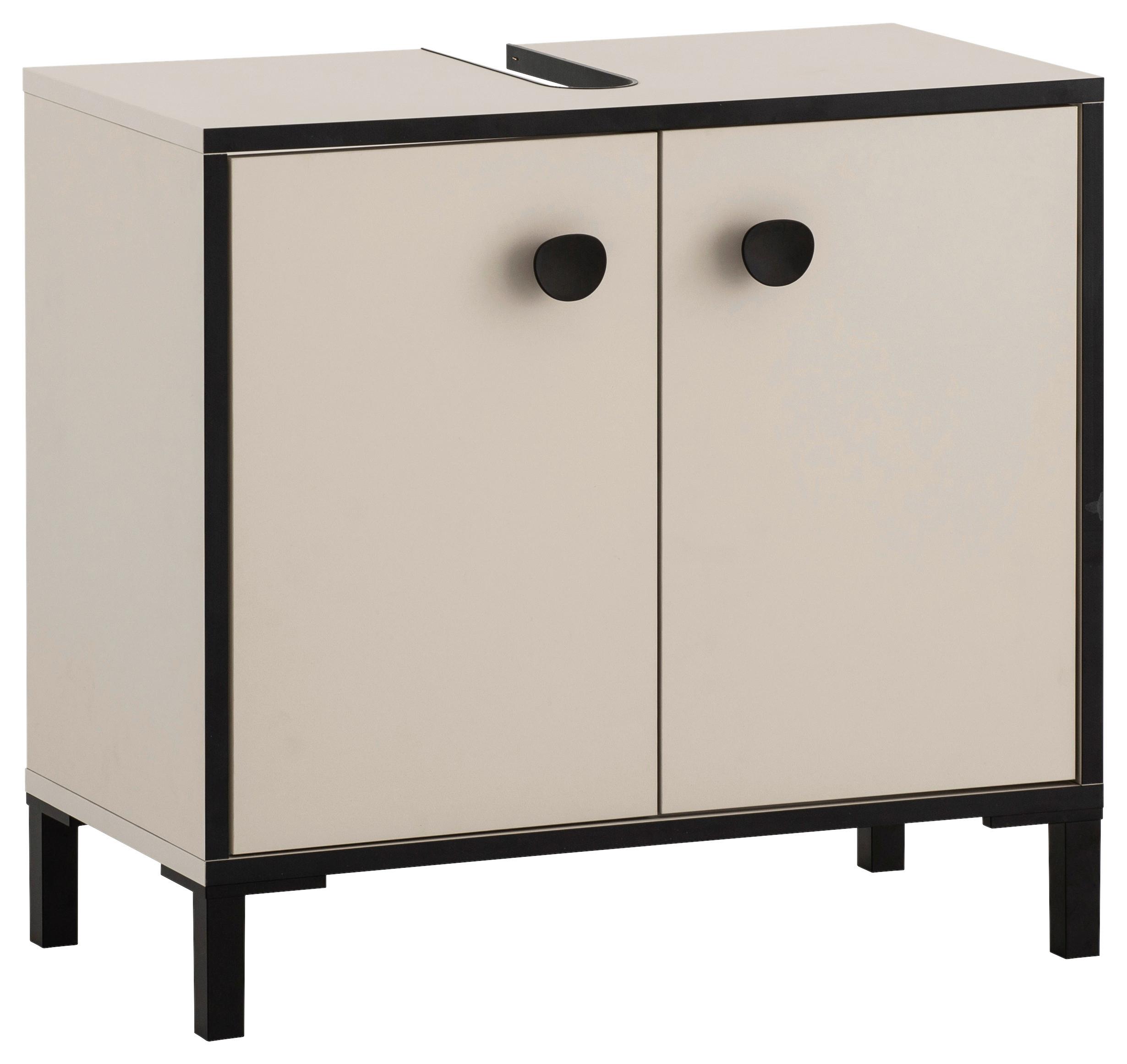 Waschbeckenunterschrank Edda Creme/Beige/Schwarz - Beige/Creme, MODERN, Holzwerkstoff/Metall (65,1/59,1/33,0cm) - MID.YOU