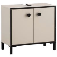 Waschbeckenunterschrank Edda Creme/Beige/Schwarz - Beige/Creme, MODERN, Holzwerkstoff/Metall (65,1/59,1/33,0cm) - MID.YOU
