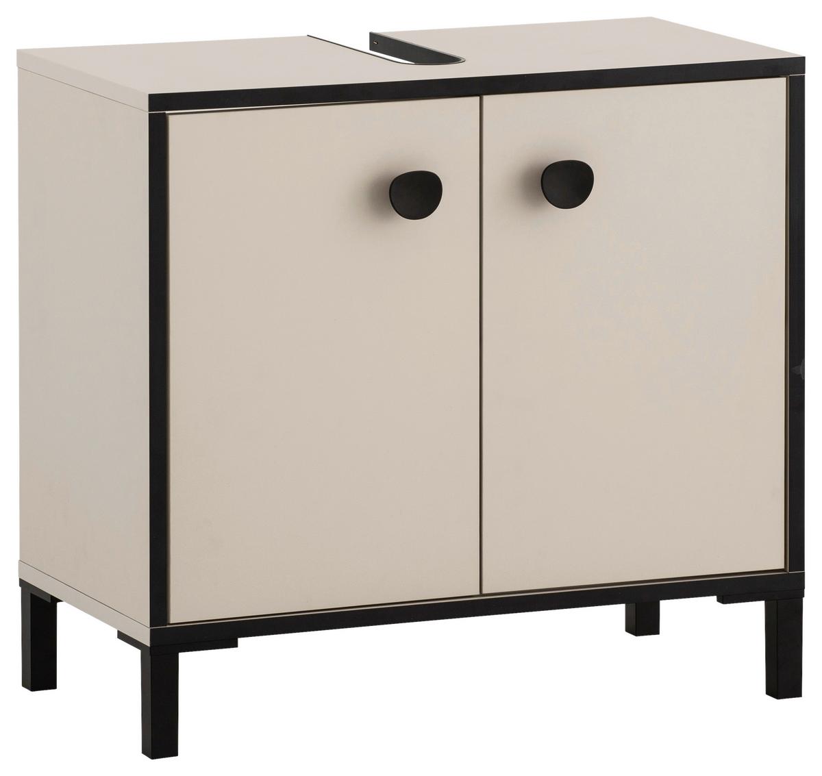 Waschbeckenunterschrank Edda Creme/Beige/Schwarz - Beige/Creme, MODERN, Holzwerkstoff/Metall (65,1/59,1/33,0cm) - MID.YOU