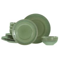 Jedilni Servis Celadon Green, 12-Delni - žajbljevo zelena, Basics, keramika - Creatable